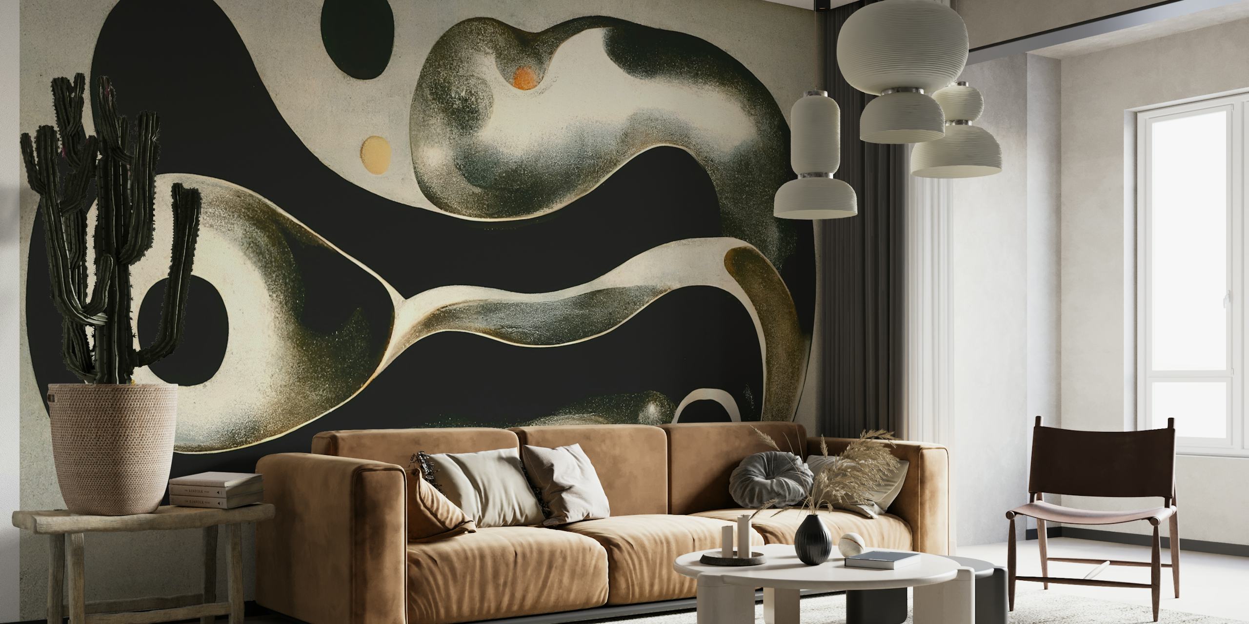 Zidna slika od apstraktne rastopljene metalne boje sa srebrnim i zlatnim protočnim dizajnom na teksturiranoj pozadini