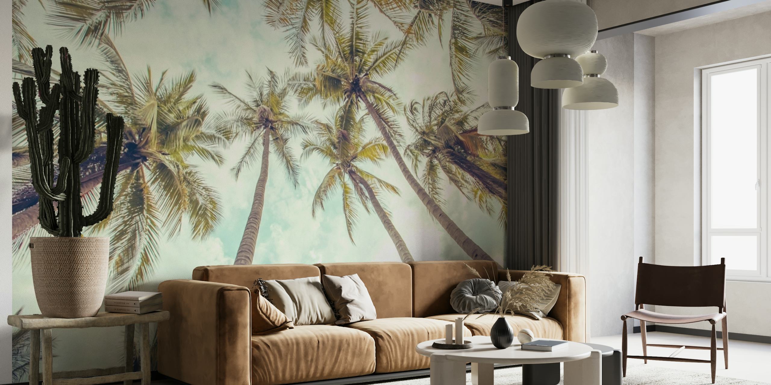Palm trees and blue sky papel pintado