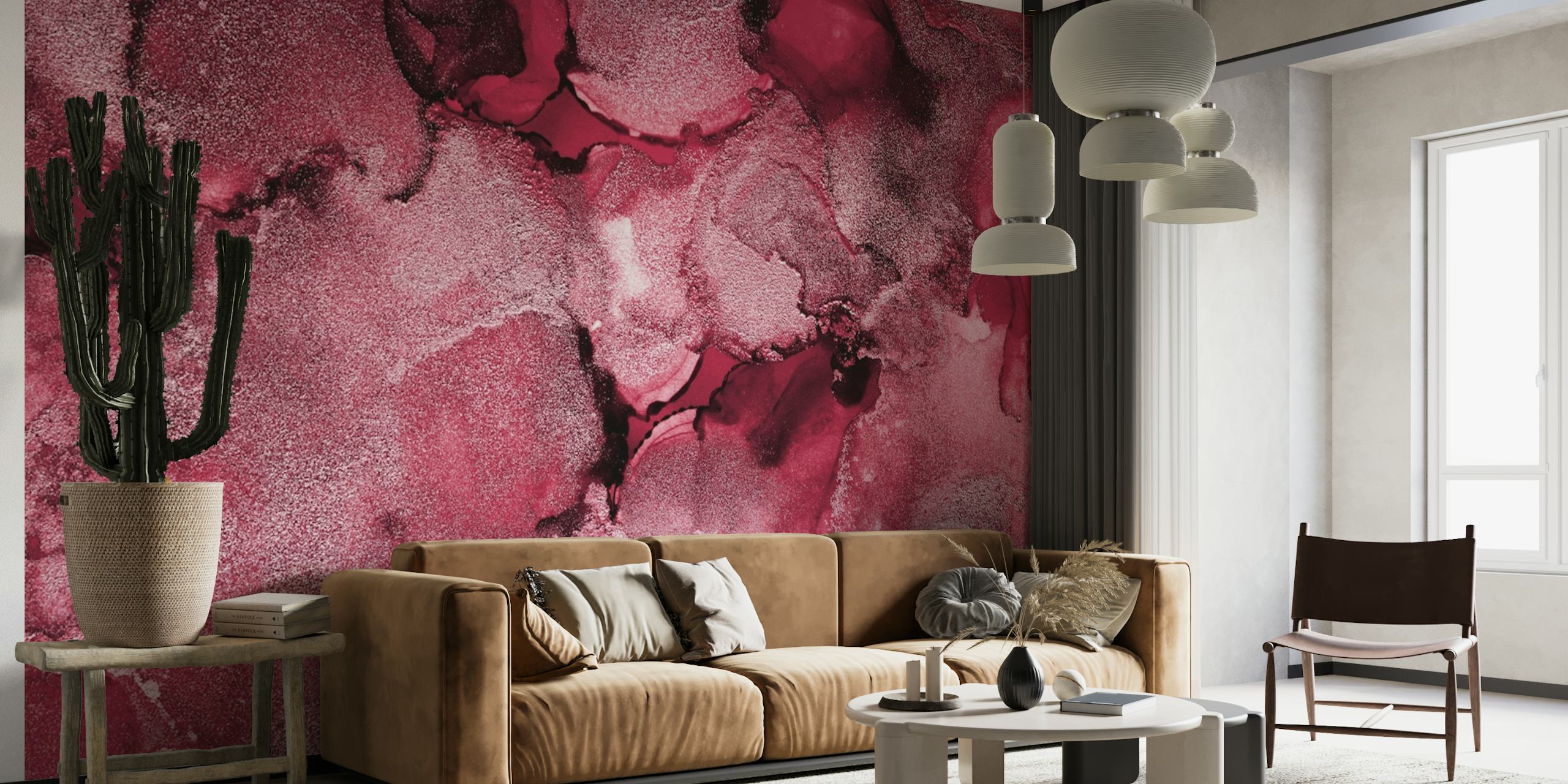 Viva Magenta wallpaper design in a room