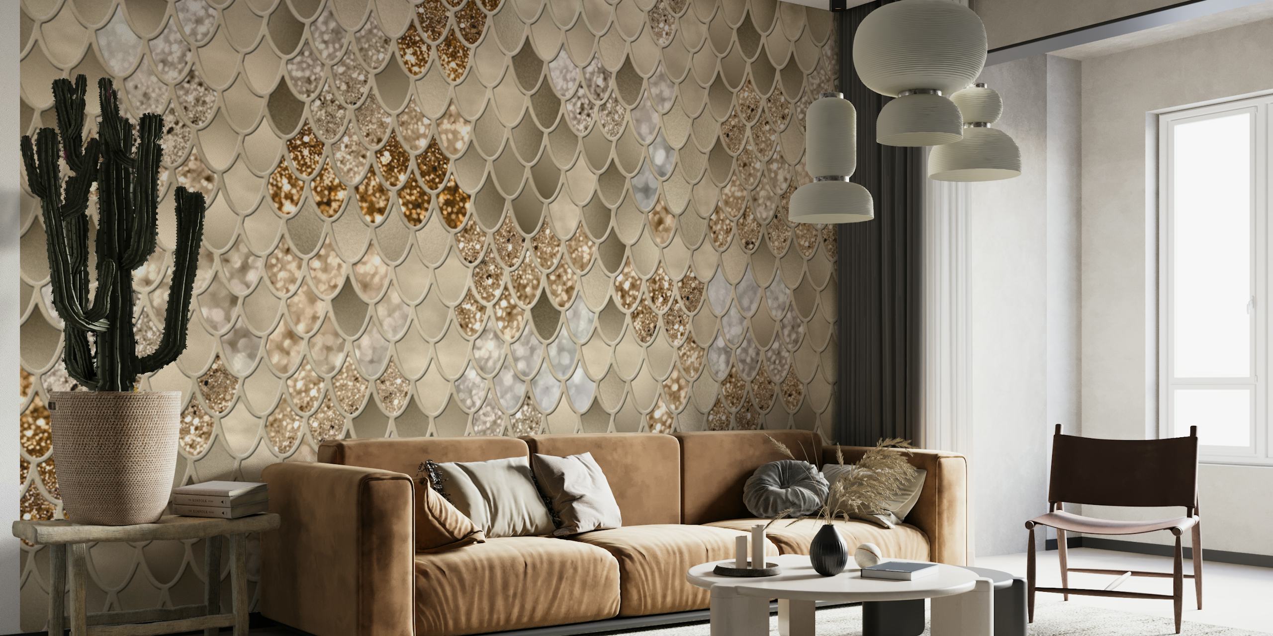 Mermaid Scales Glam wallpaper in a room
