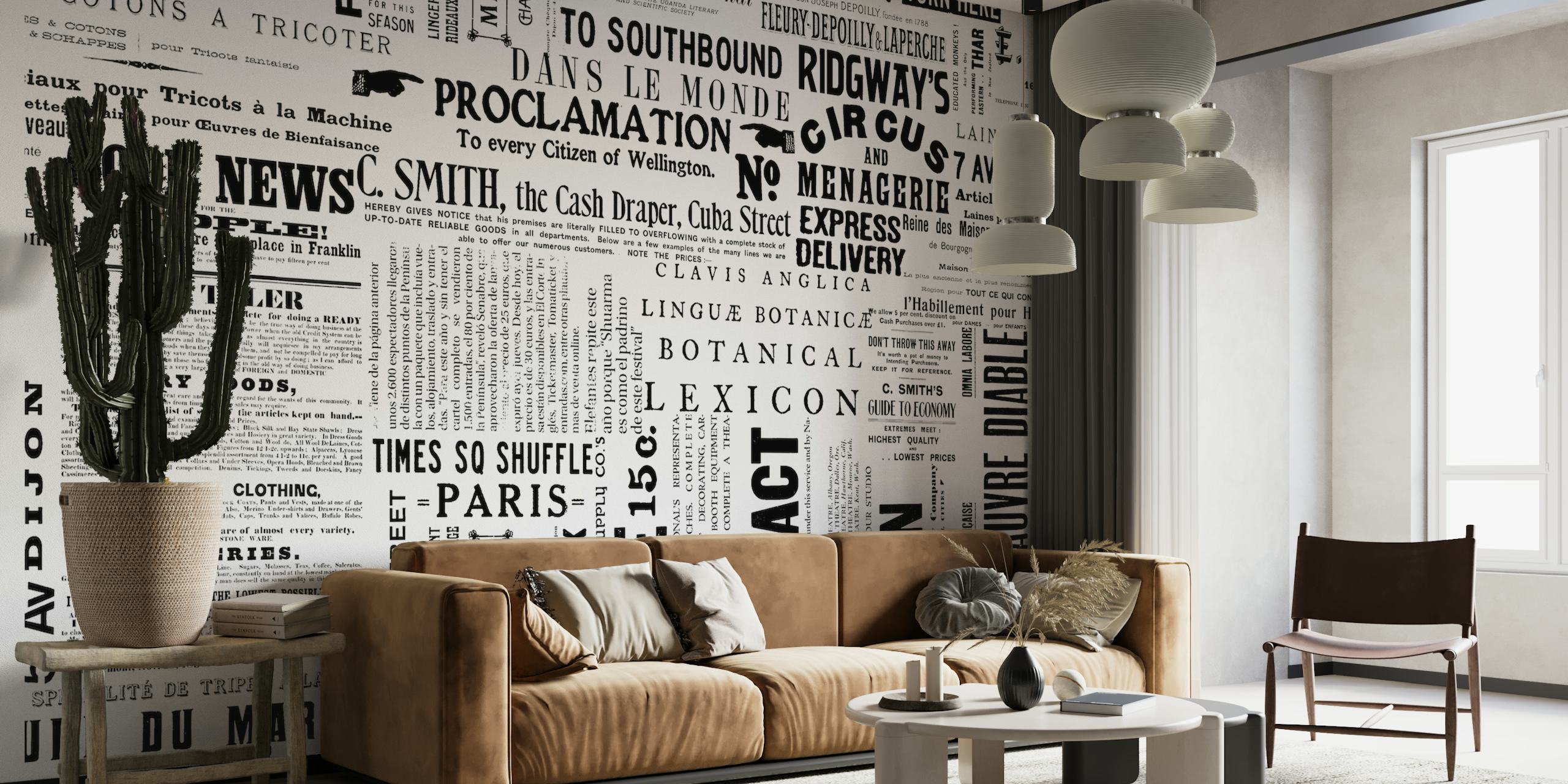 Vintage typography in black and white wallpaper