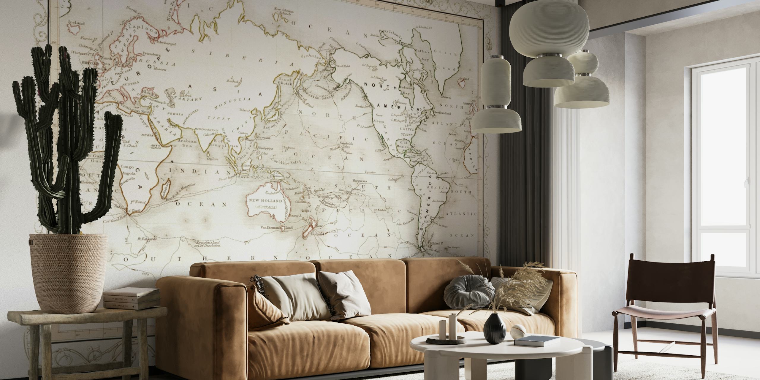 Antique World Map behang