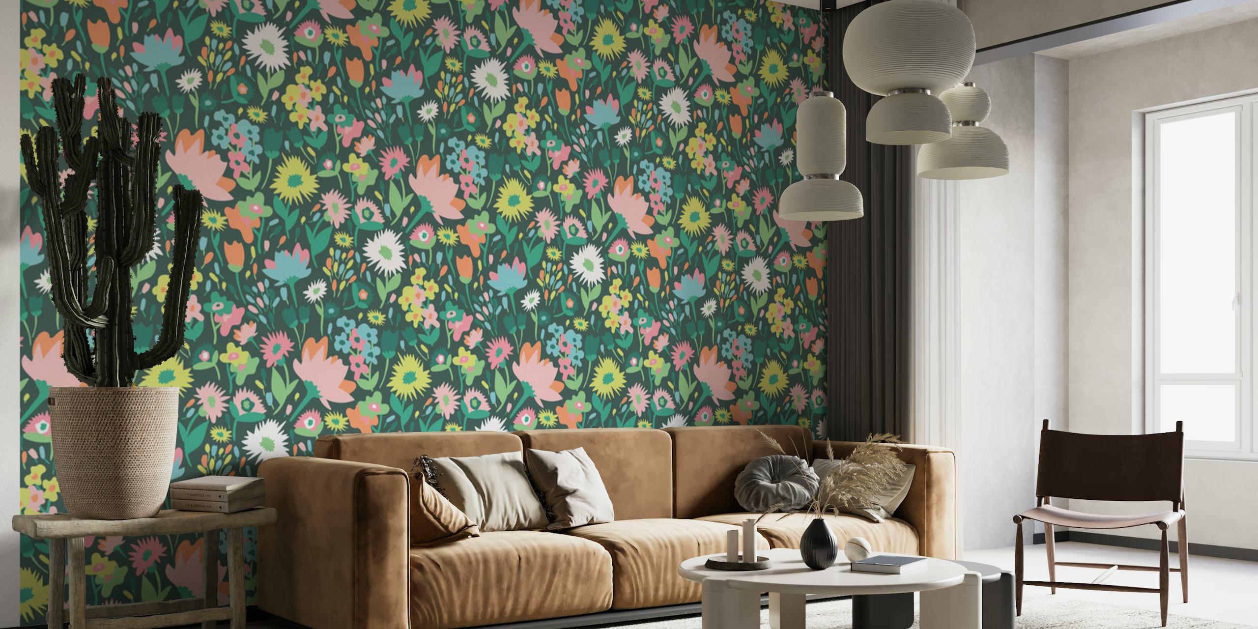 Diseño de papel pintado Spring field of flowers