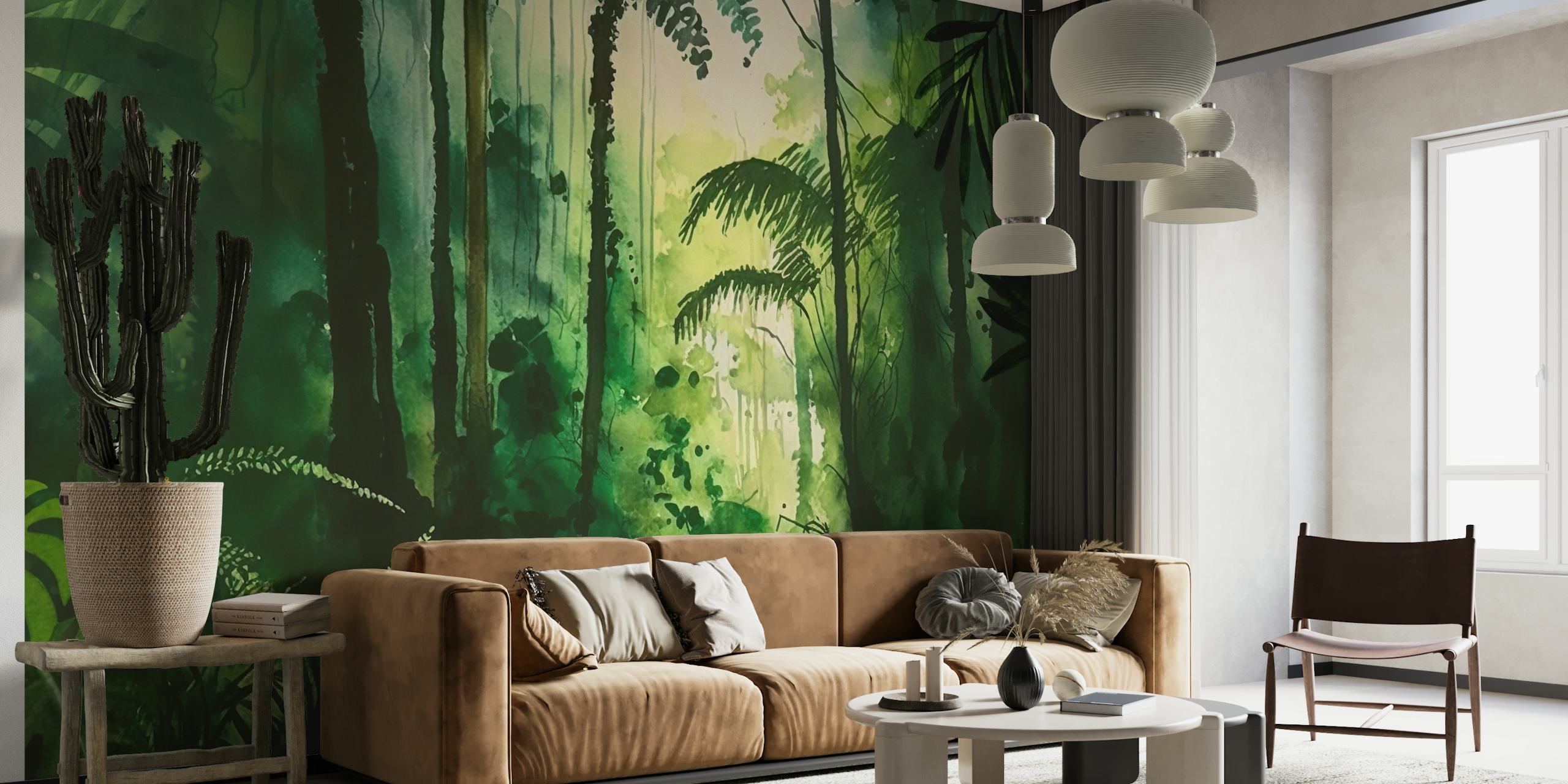 Tropical Jungle Watercolor papel de parede