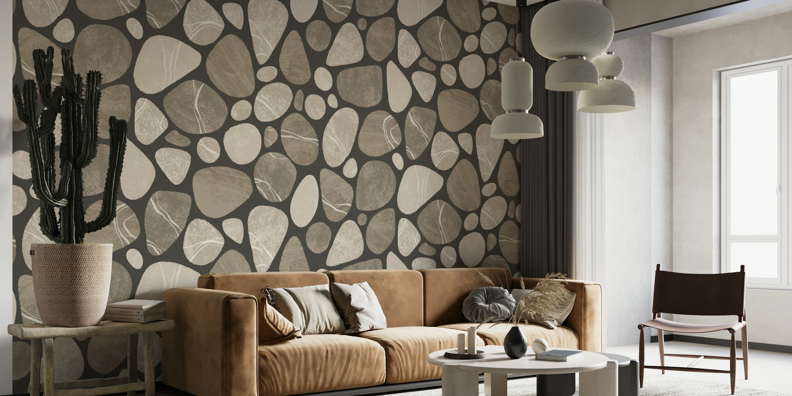 Pebble Serenity Stone Pattern Beauty Of Nature In Neutral Brown Beige Colors papel pintado