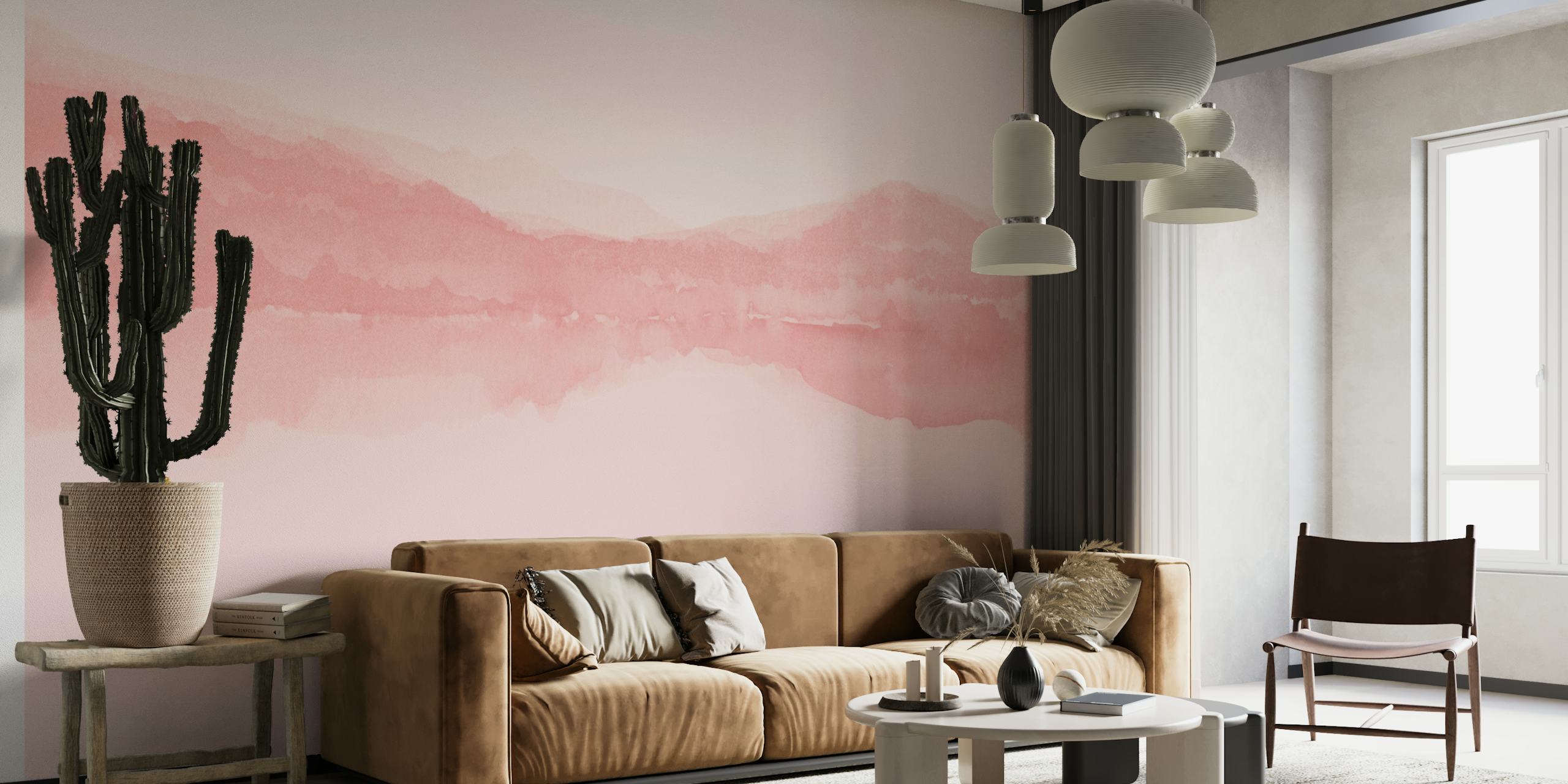 Pink watercolor Landscape behang