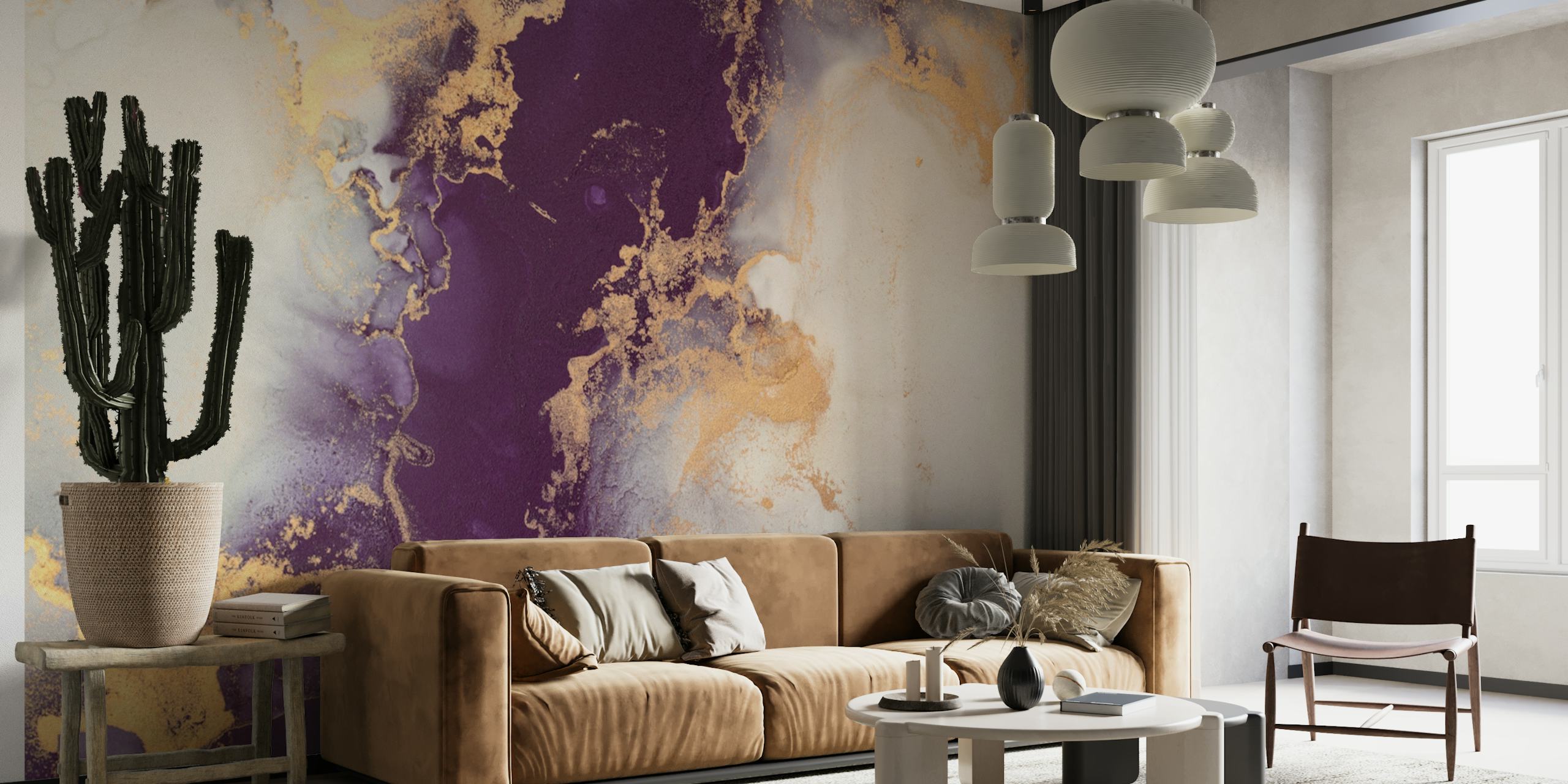 Purple marble ink papel de parede