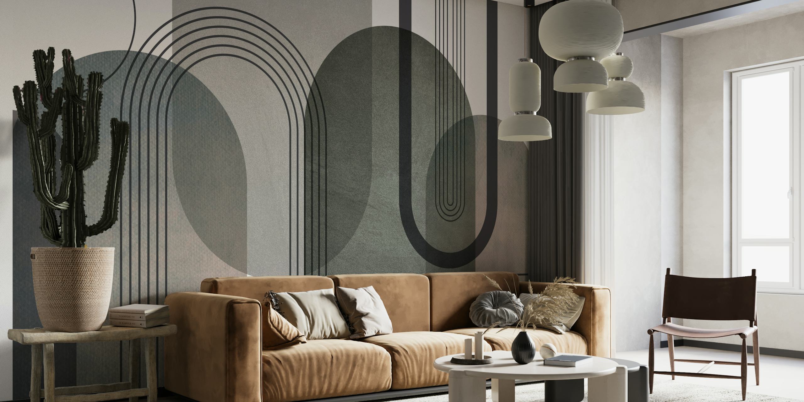 Abstract Arches in Muted Tones behang