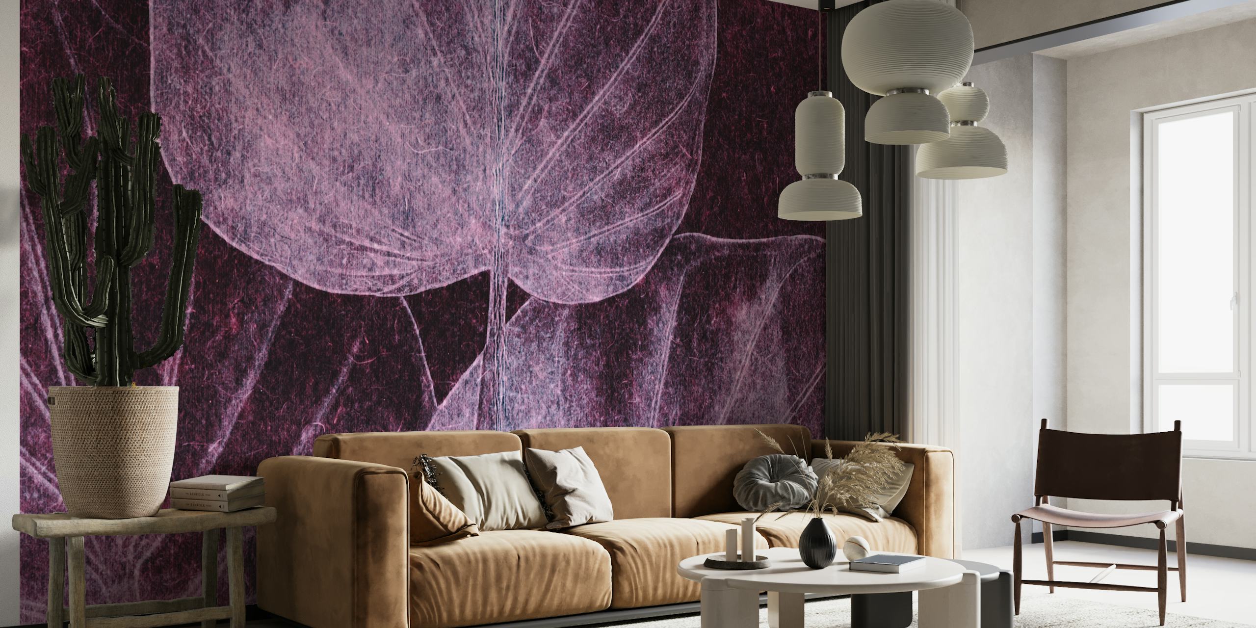 Japandi Leaf Grunge tapet i et rum