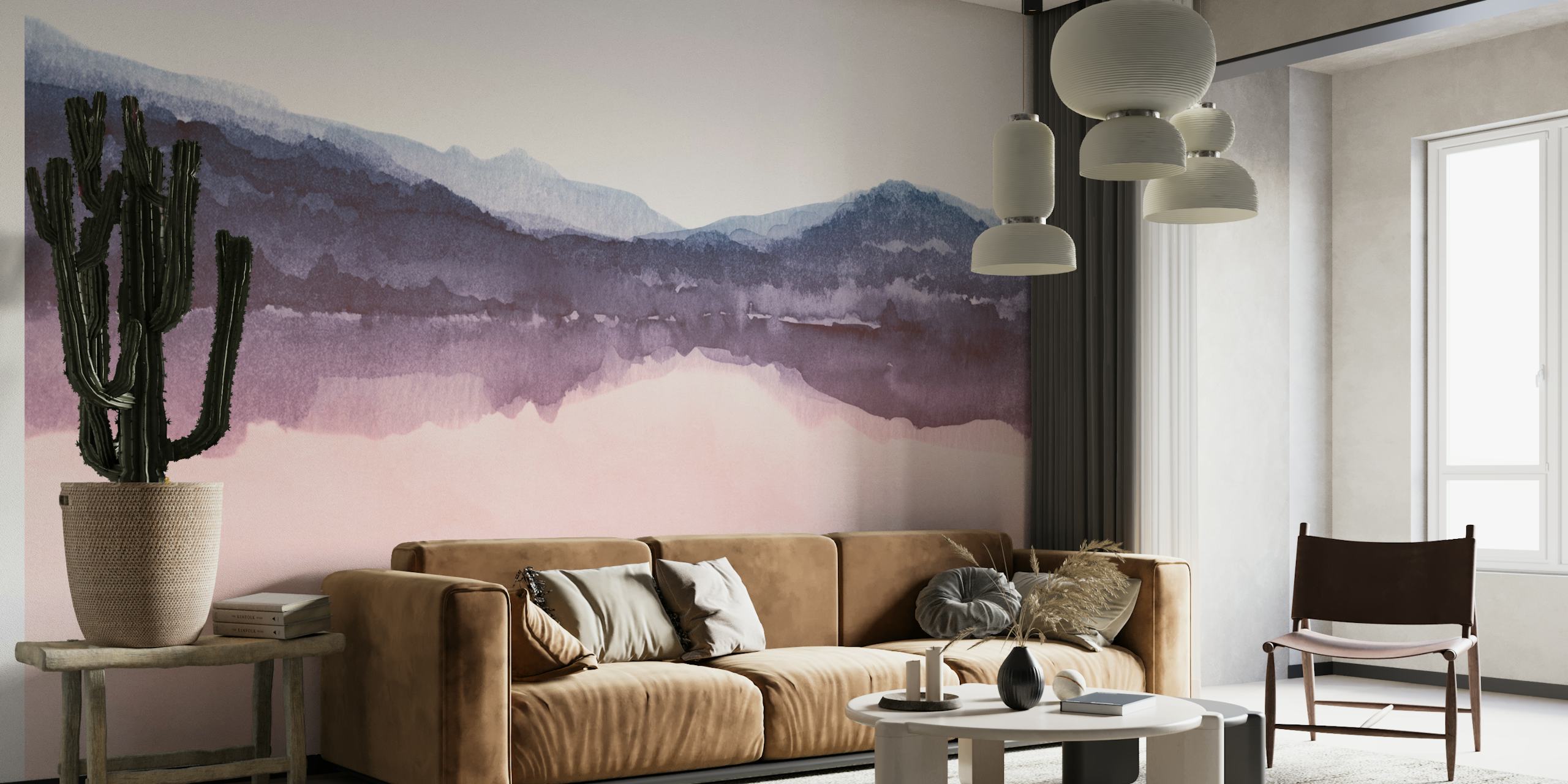 Two tone watercolor landscape ταπετσαρία σε ένα δωμάτιο