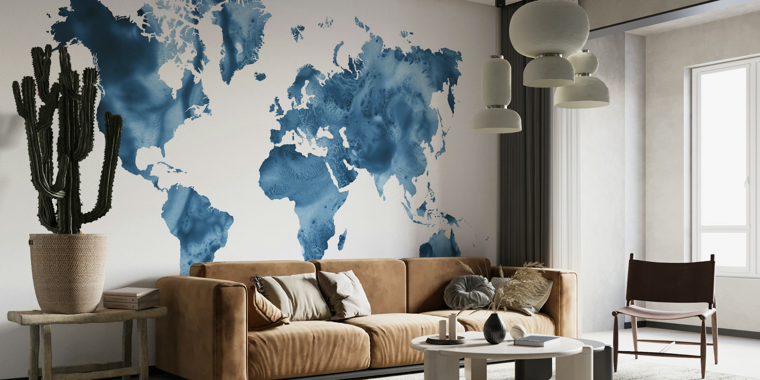 Watercolor world map behang