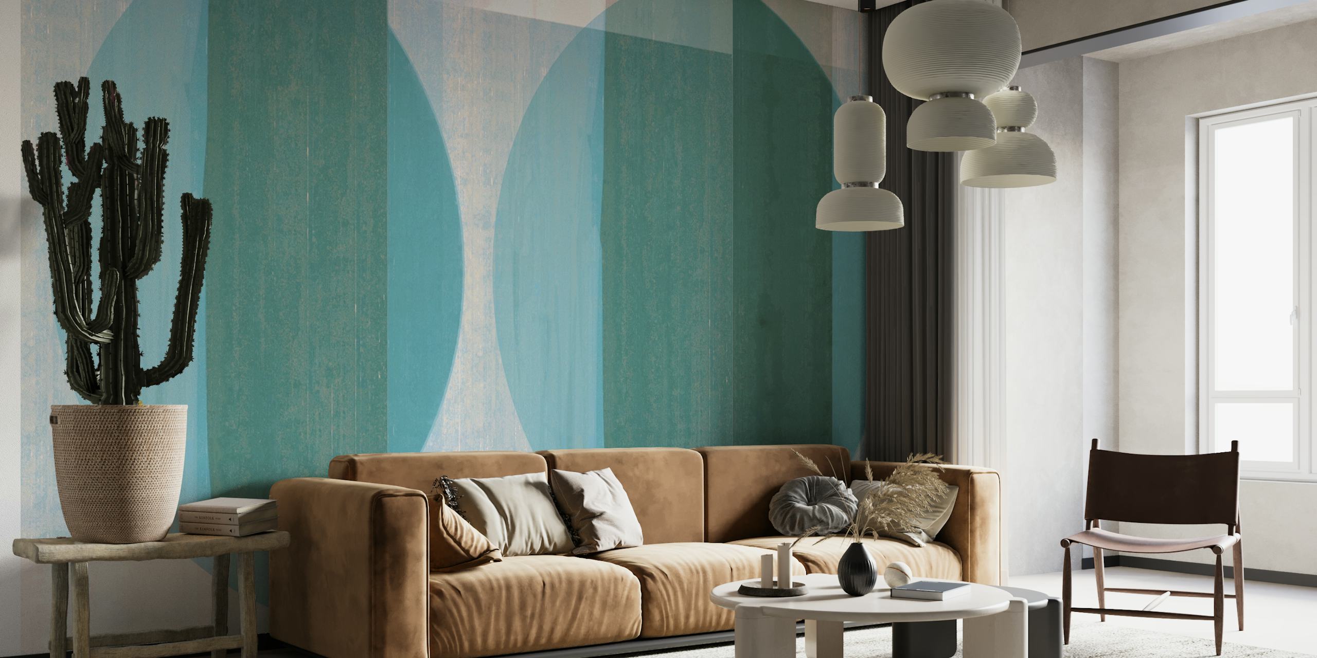 Teal Bauhaus dizajn tapeta u sobi