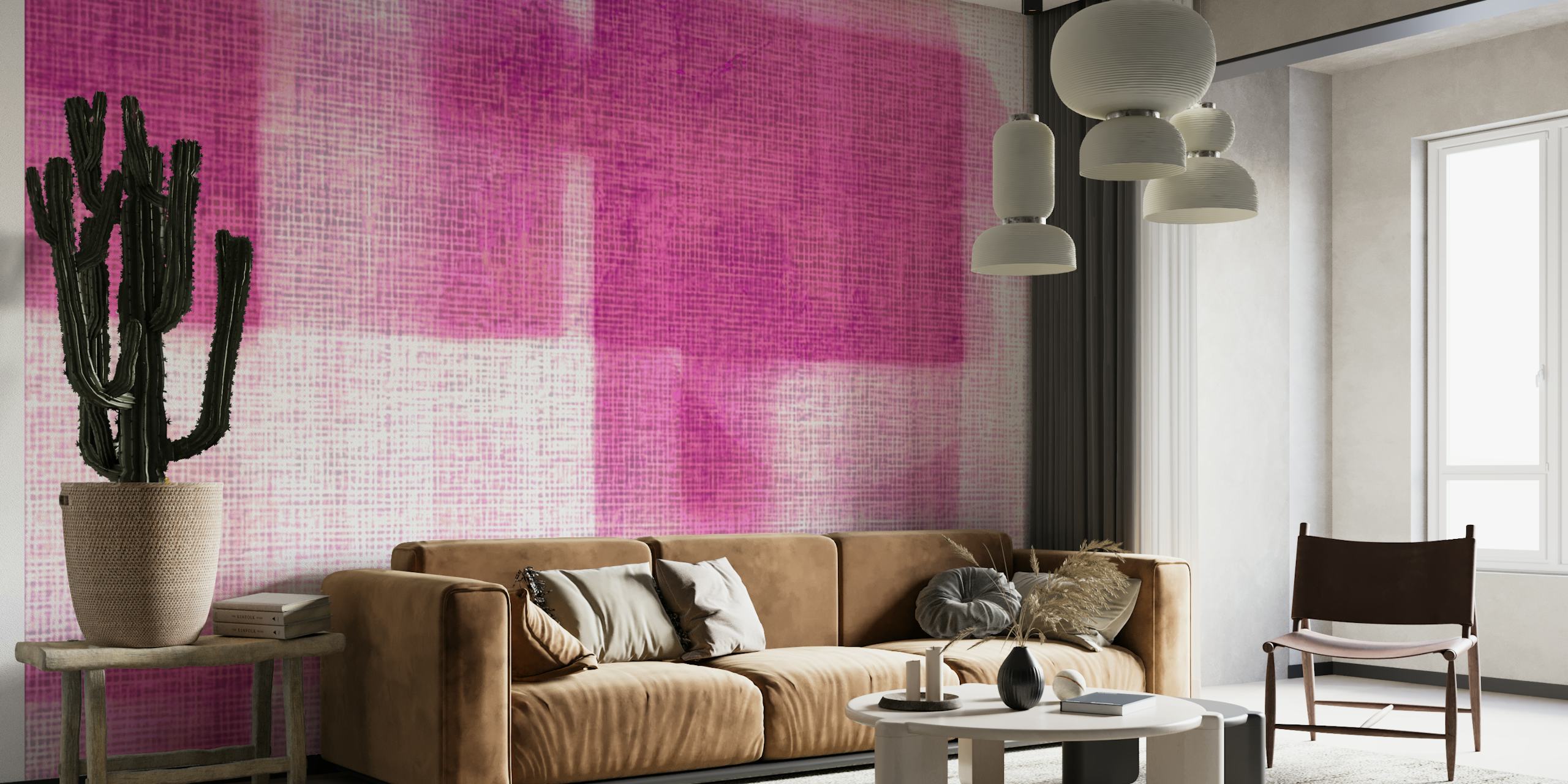 Abstract purple wall mural inspired by Japanese aesthetics