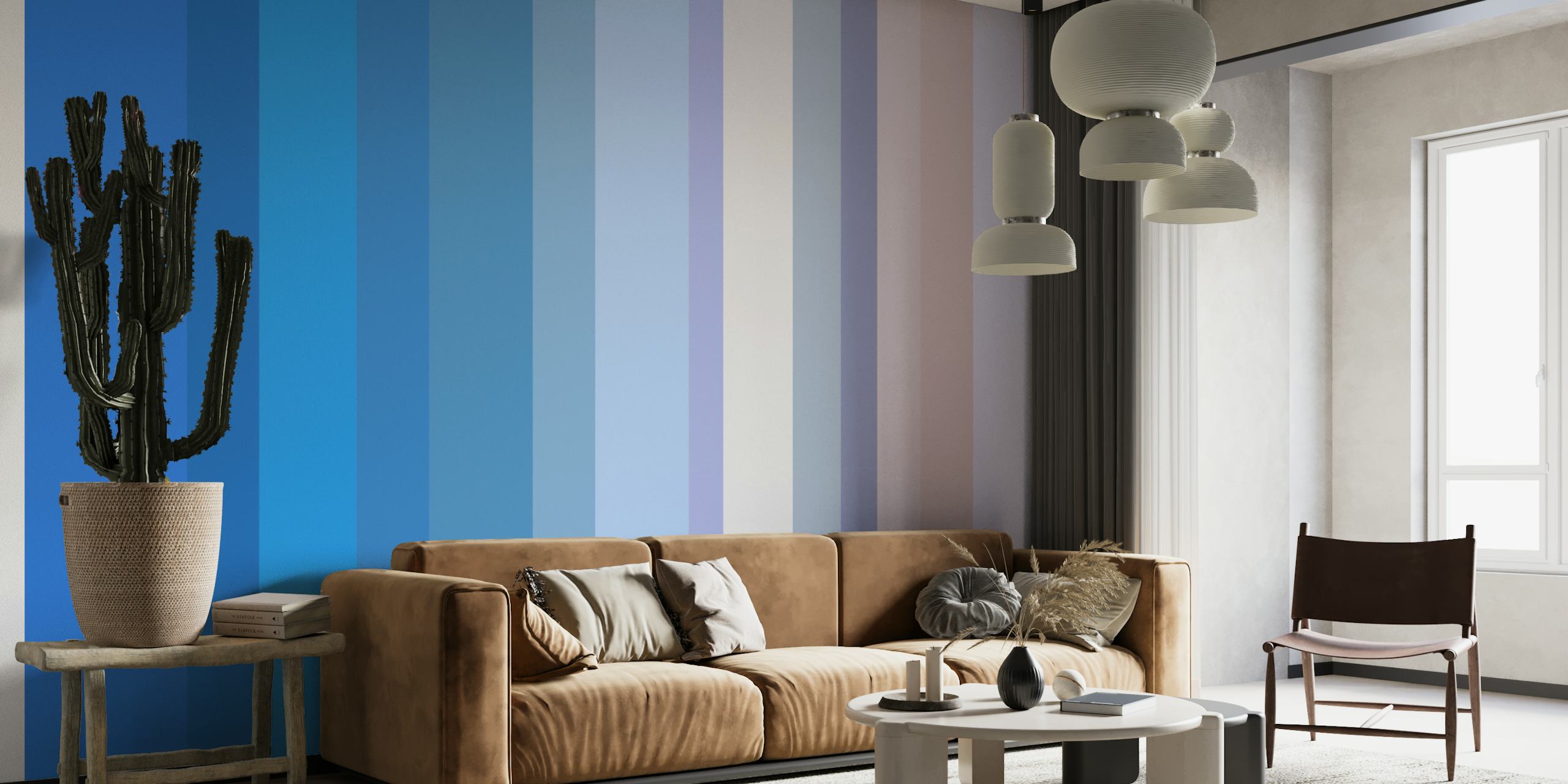 Blue vertical striped wallpaper design