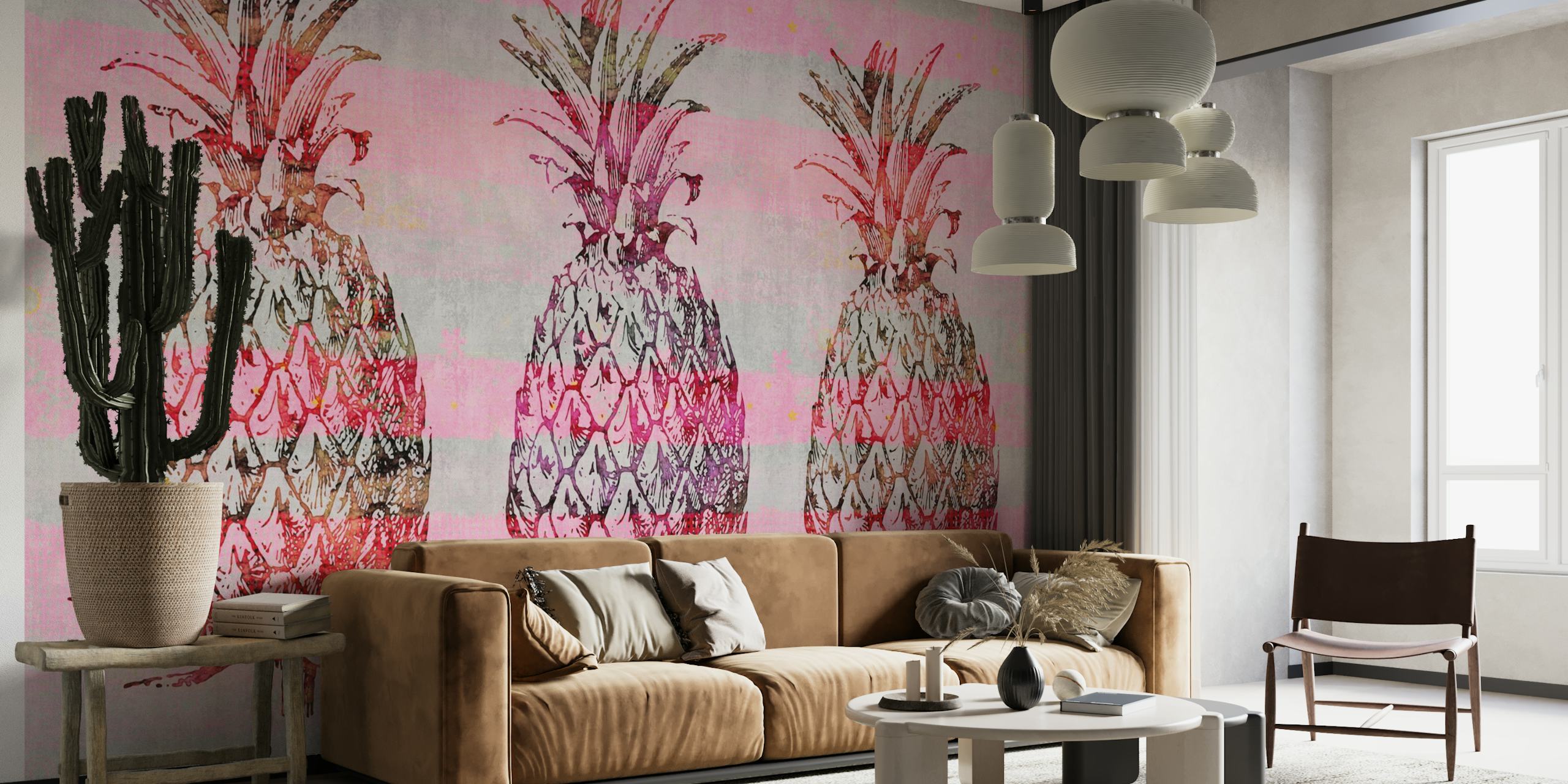 Pink Pineapples papel pintado