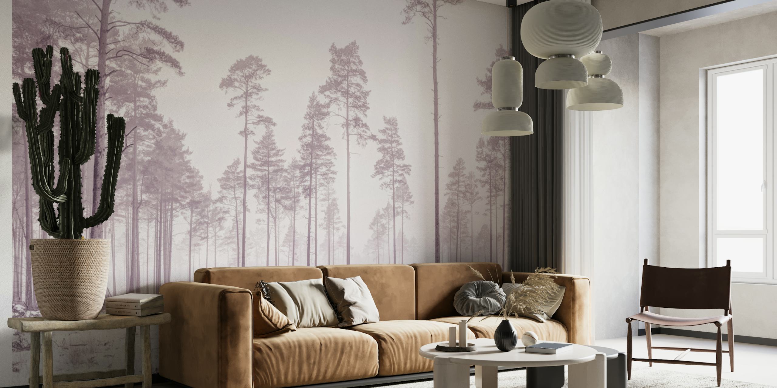 Winter-themed wallpaper featuring snow-covered trees.