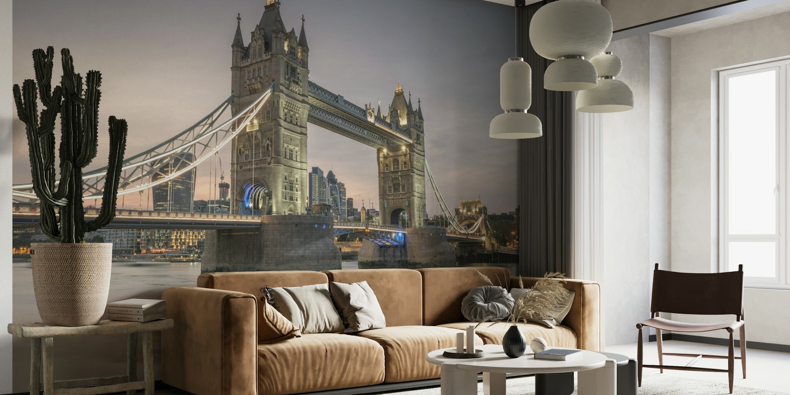 Tower Bridge wall mural showing a sunset view over the Thames River