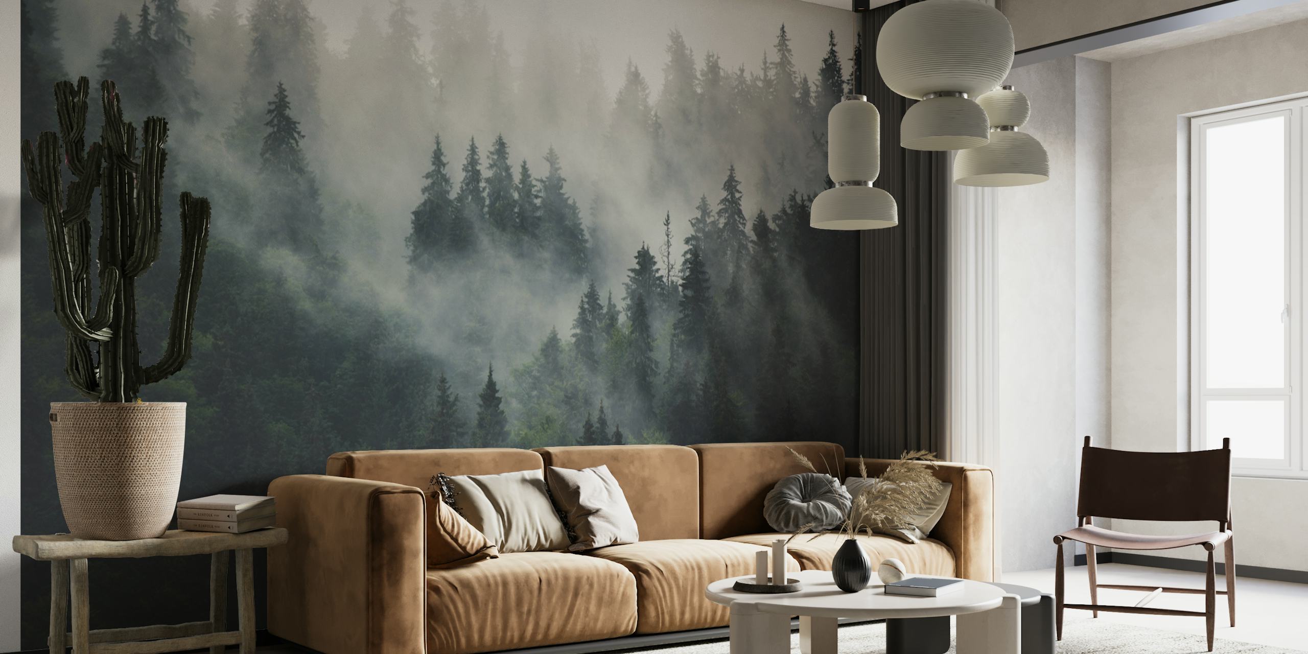 Misty forest beauty behang