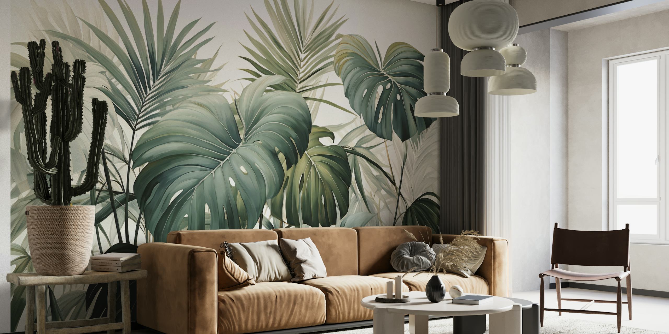Tropical leaf pattern wall mural from happywall.com