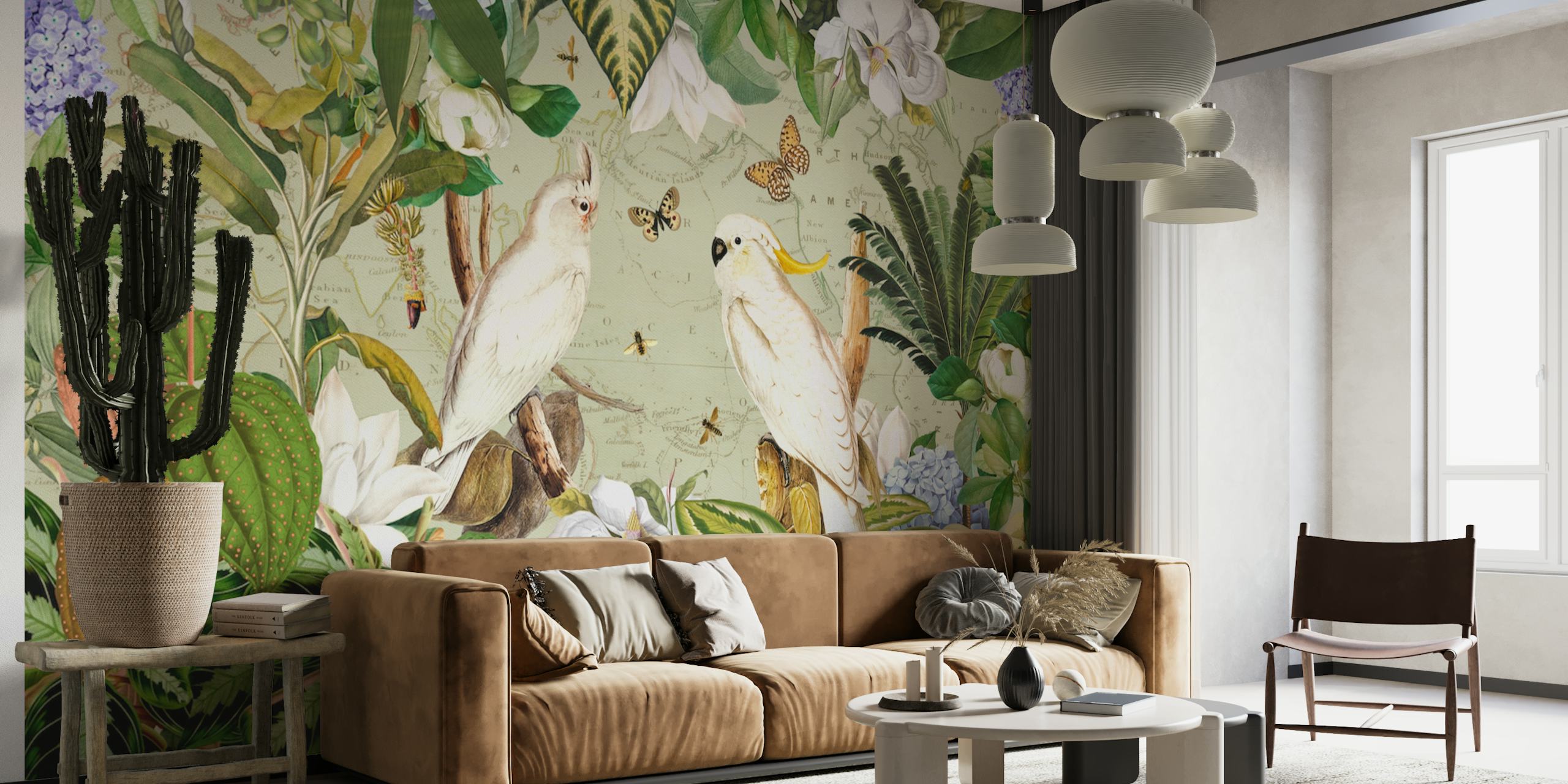 Exotic Birds Adventure behang in een kamer