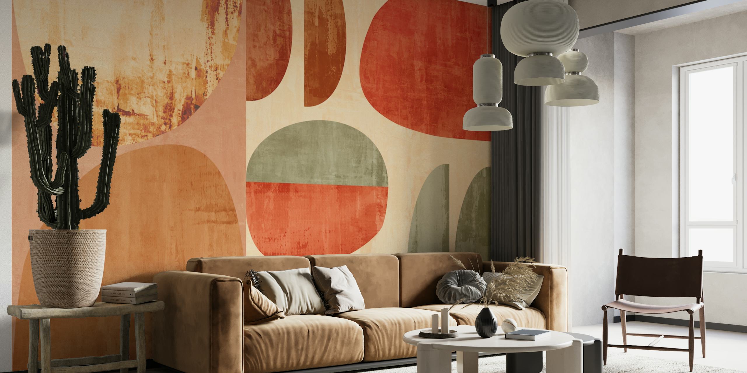 Red and Green Rustic Abstract Tapetdesign