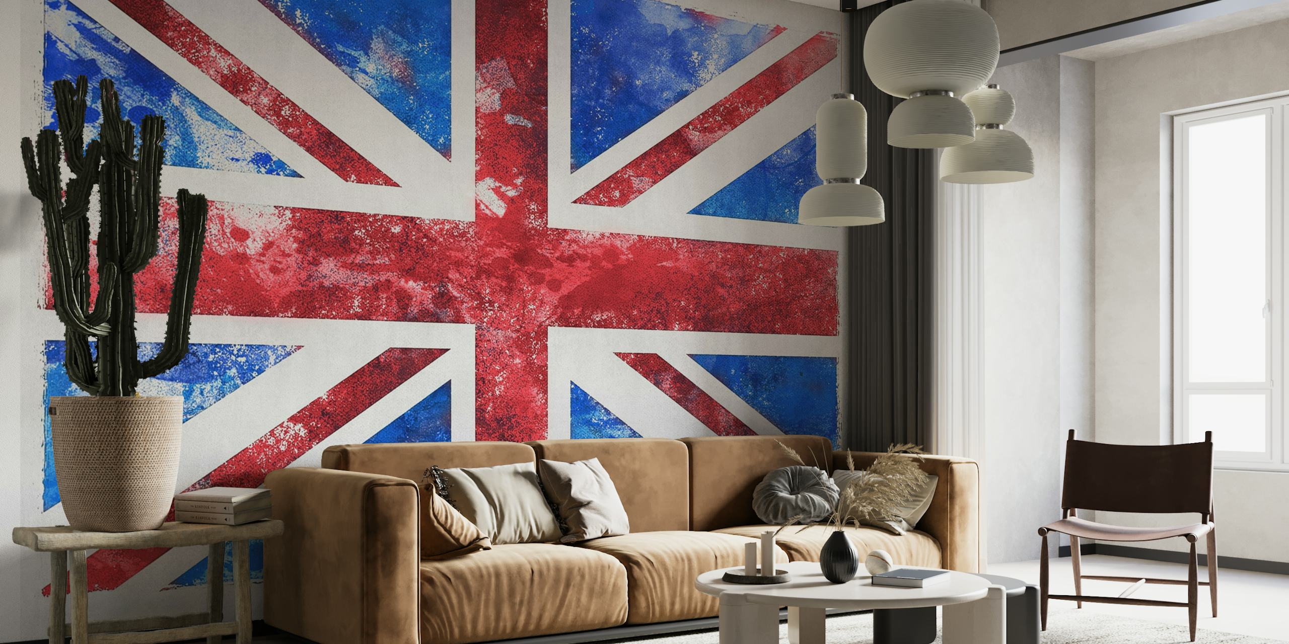 Vibrant Distressed Union Jack UK Flag Wall Mural Display