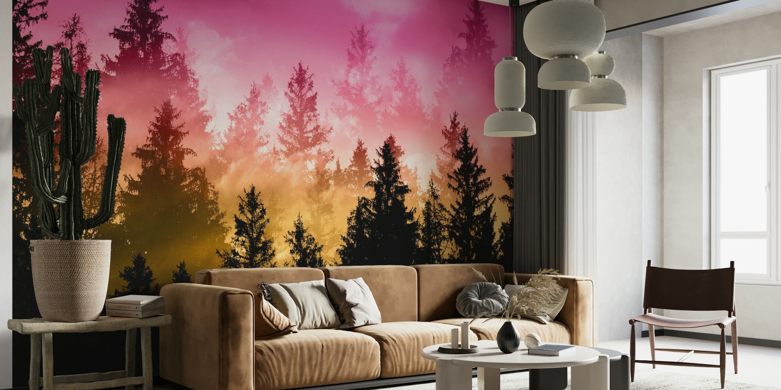 Sunset Forest Dream 1 papel pintado
