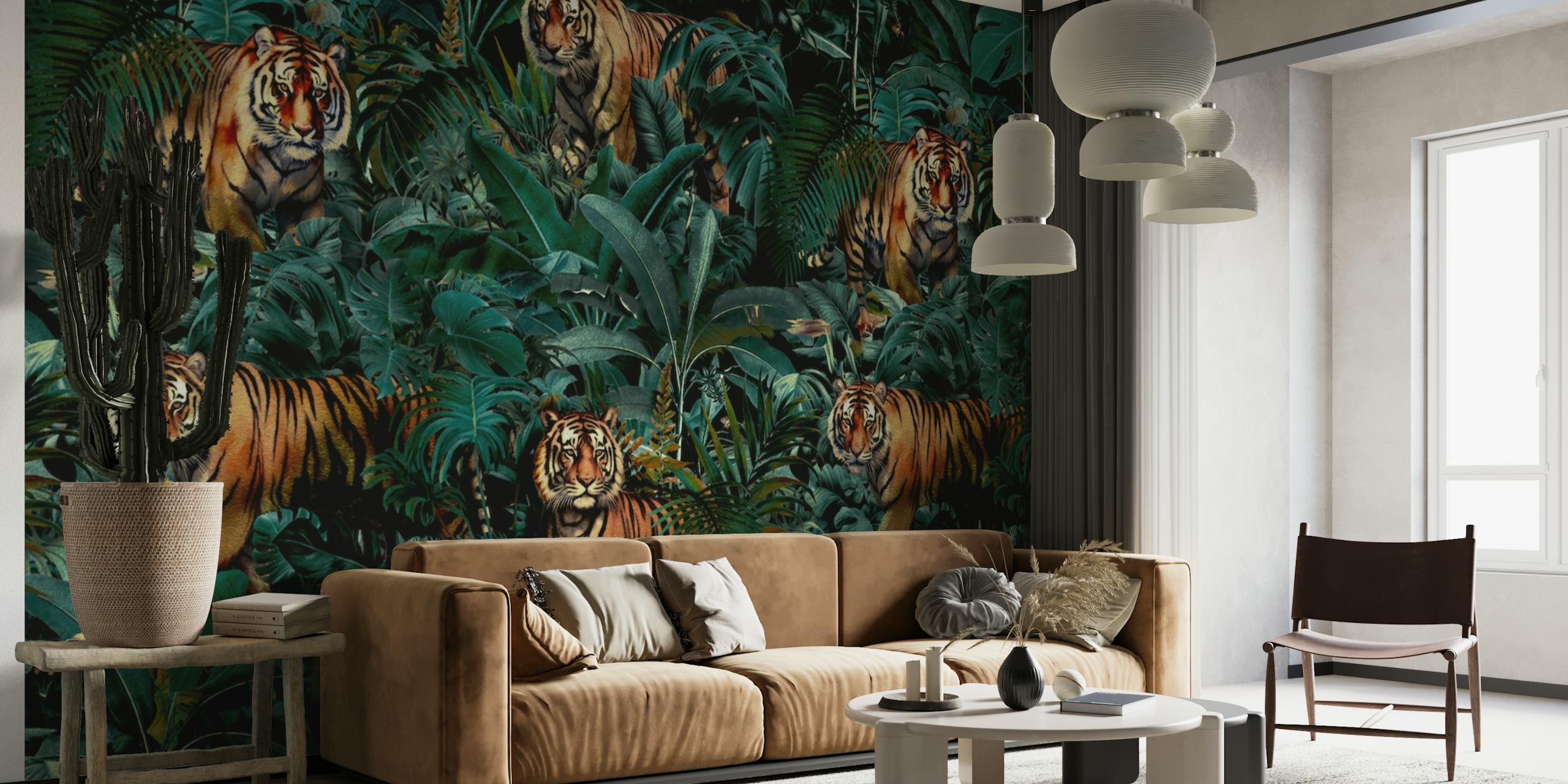 Tiger Jungle Pattern wallpaper