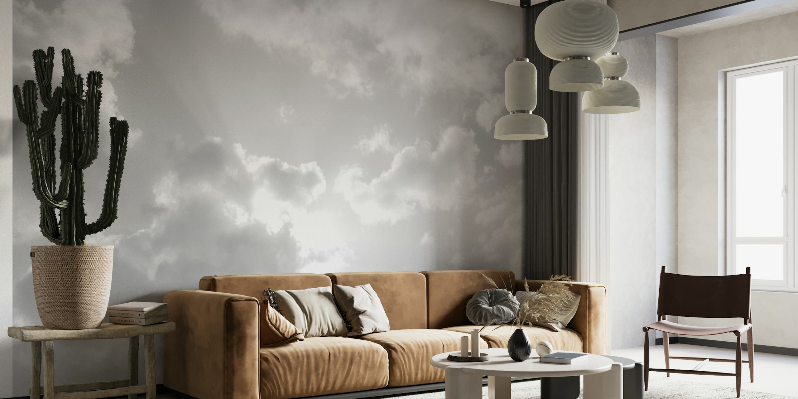 Soft Black & White Clouds 2 wallpaper