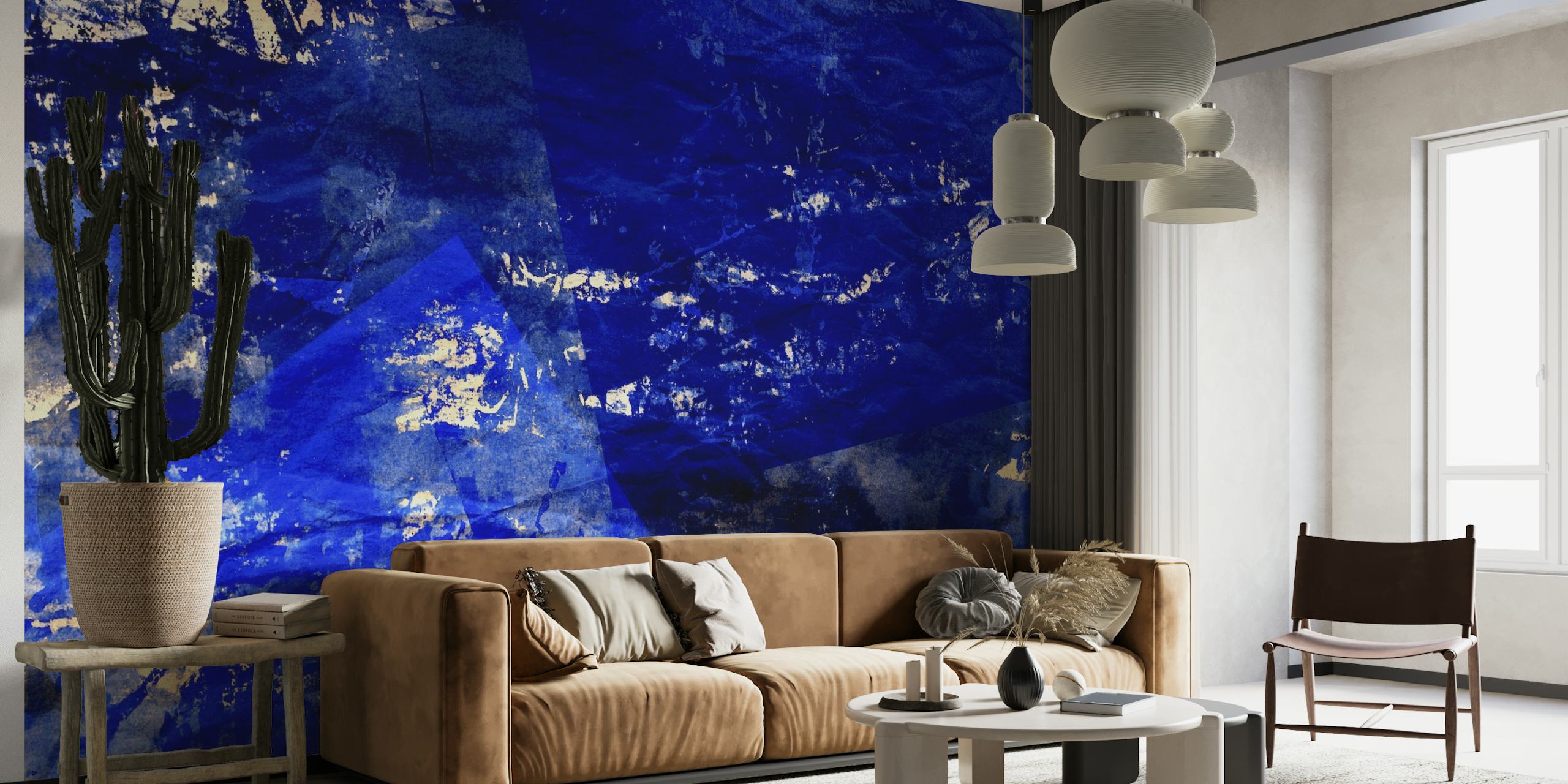 Cosmic Universe wall mural featuring deep blue galactic patterns with star-like accents