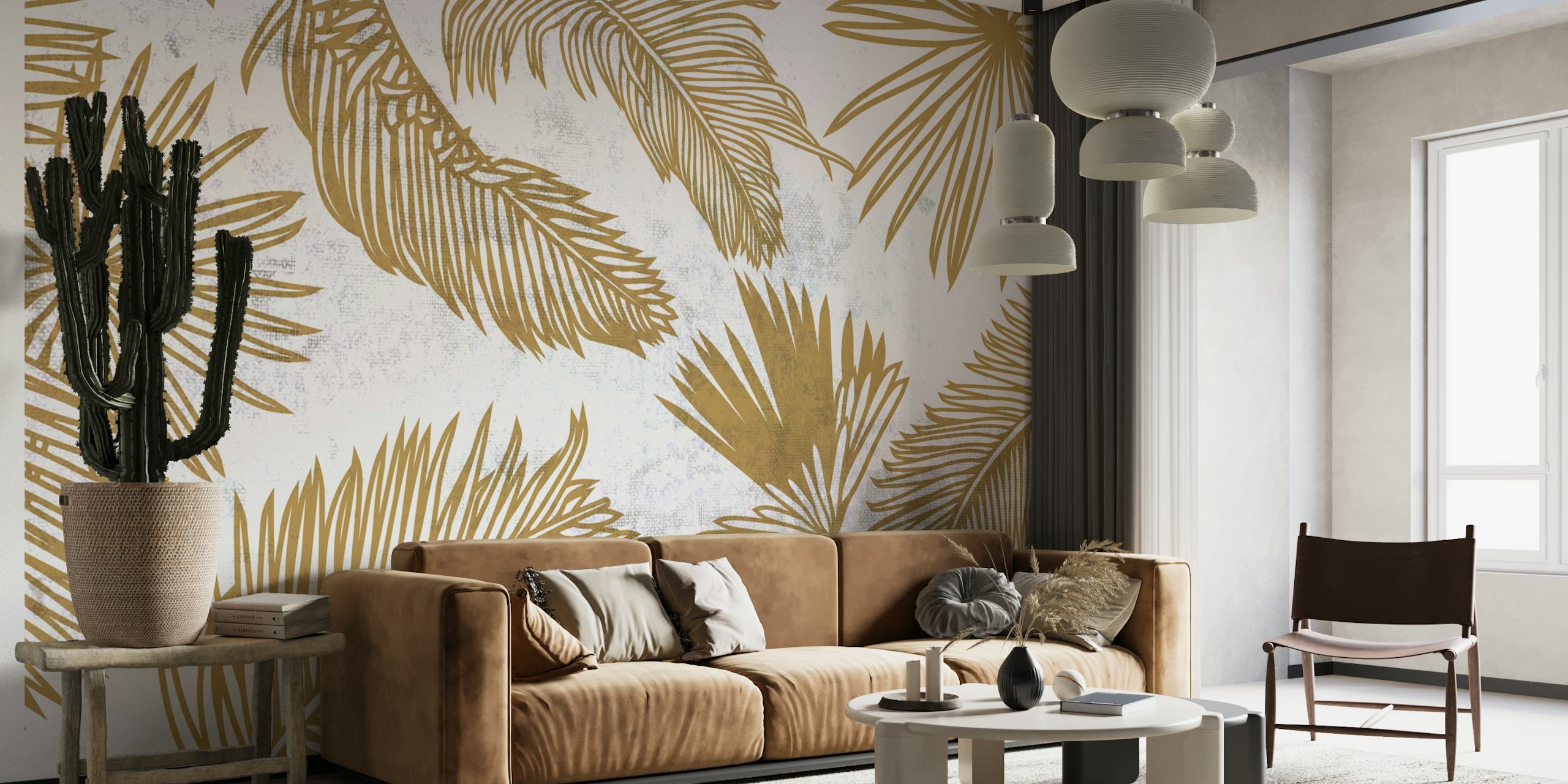 ταπετσαρία Tropical Leaves Sunrise σε ένα δωμάτιο