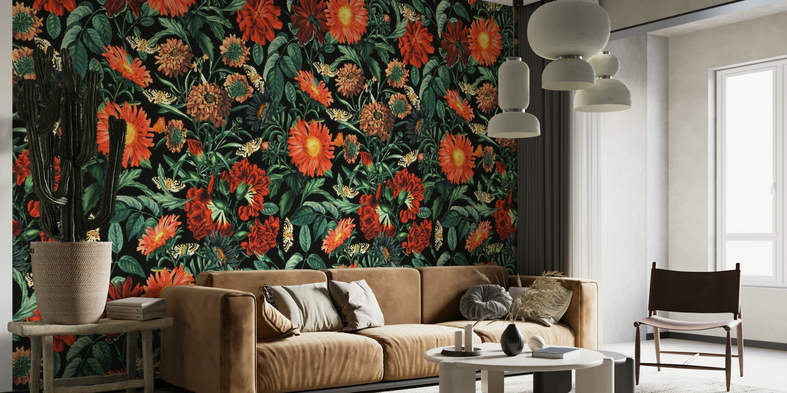 NIGHT FOREST XVIII wall mural showing vibrant flowers and lush greenery for a captivating natural scenery.