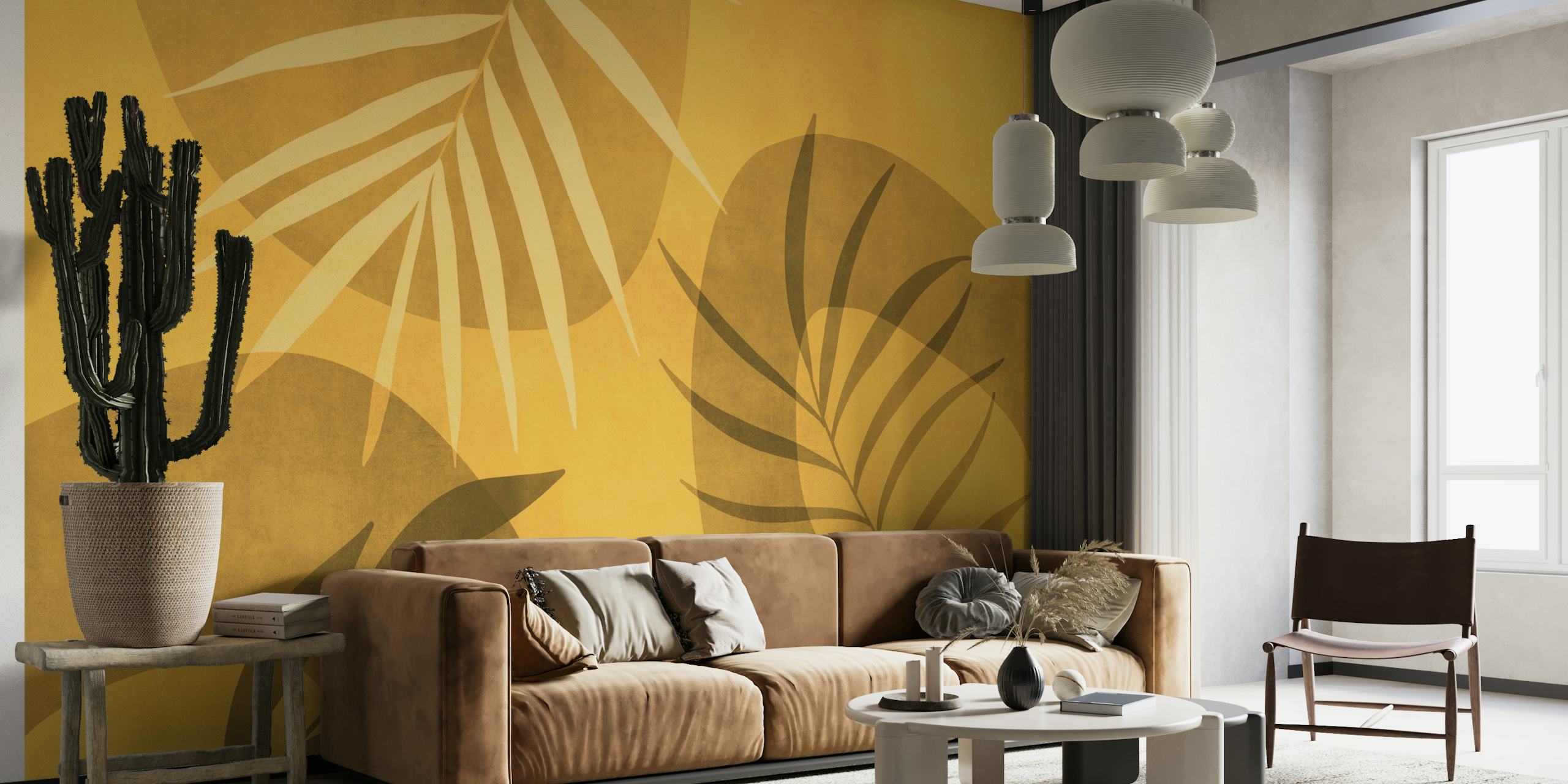 Palm Leaf Serenade Warm Yellow wallpaper