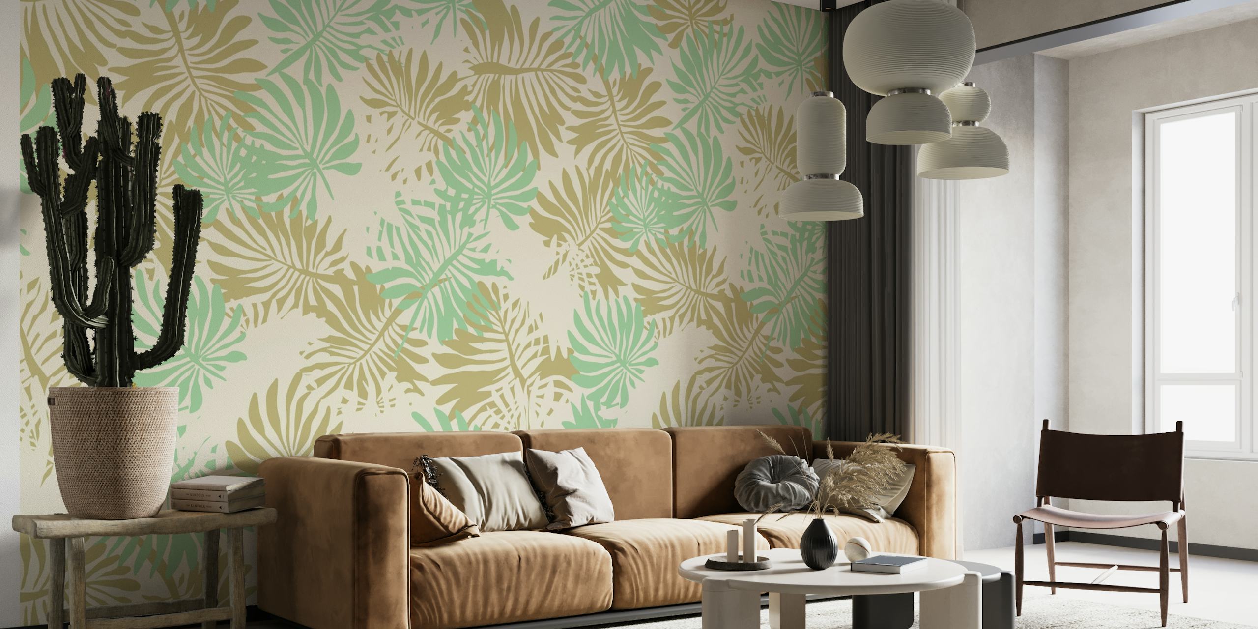 Tropic Fronds Light Green wallpaper