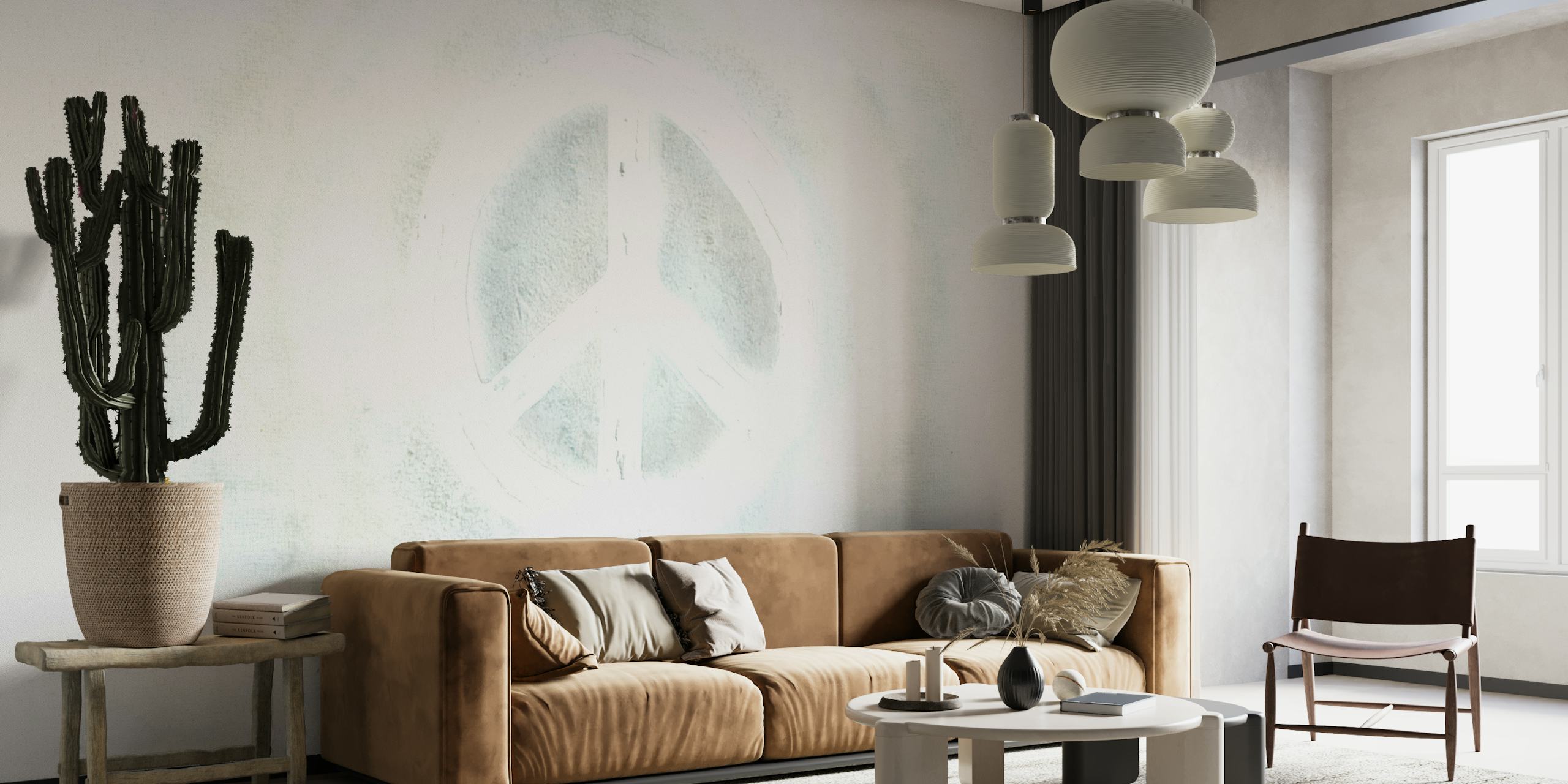 Watercolor peace sign soft gray wallpaper