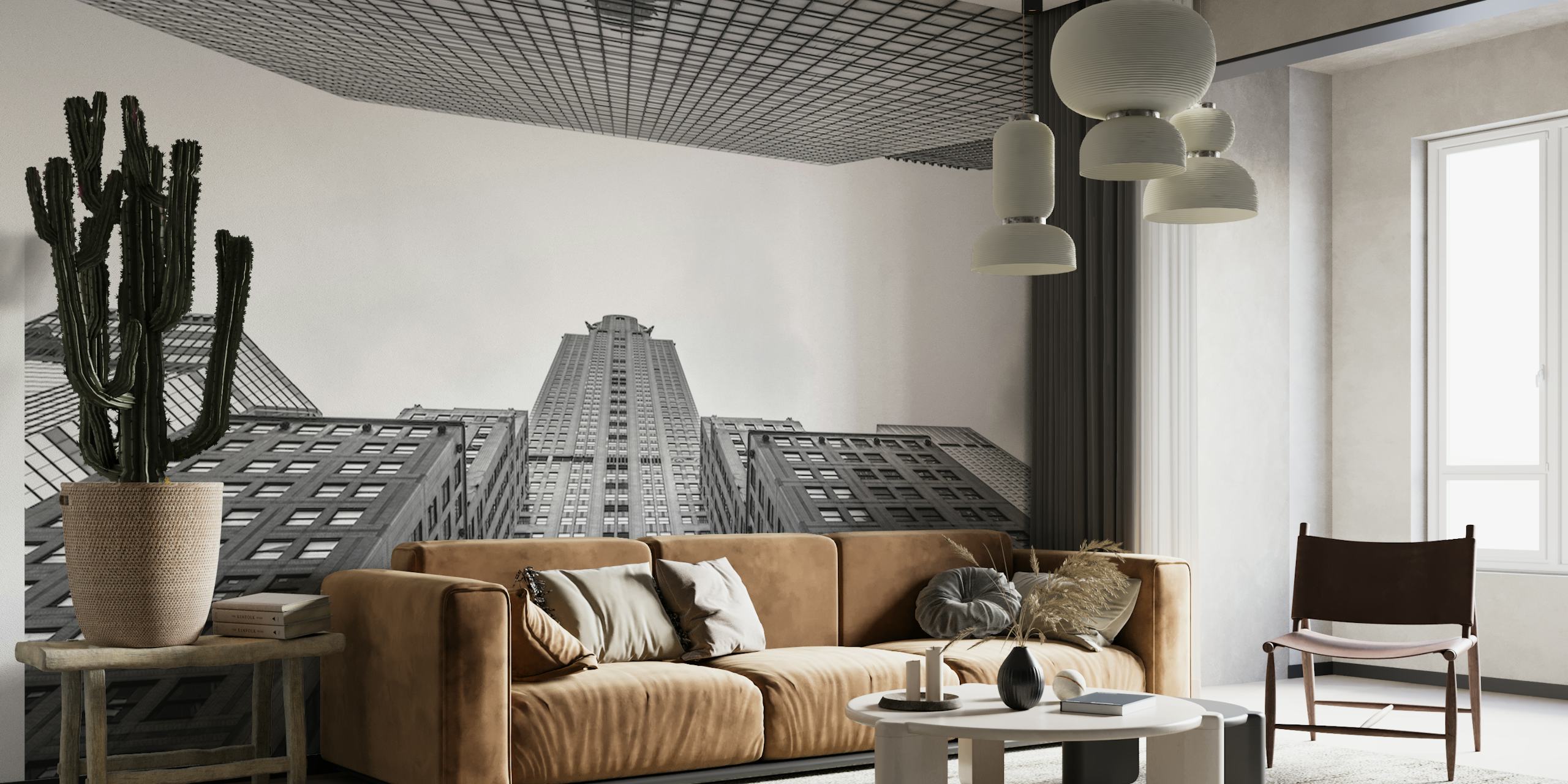 Black and white skyscraper cityscape wallpaper