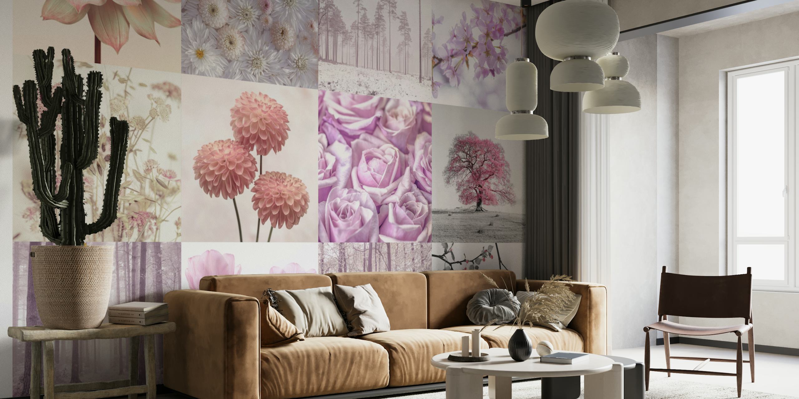Pink Floral Collection σε περιβάλλον δωματίου
