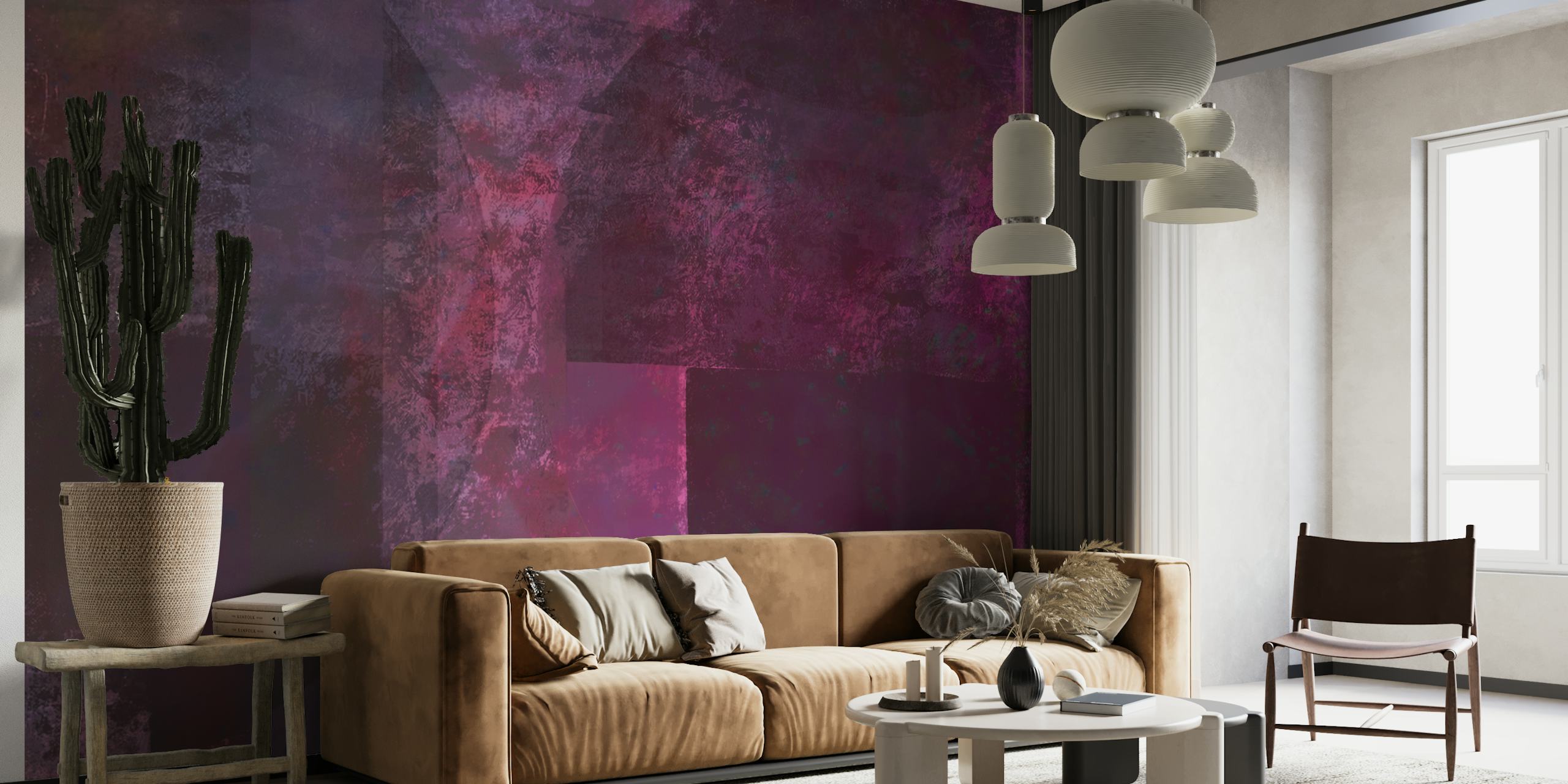 Geometric circles in magenta and dark tones wallpaper