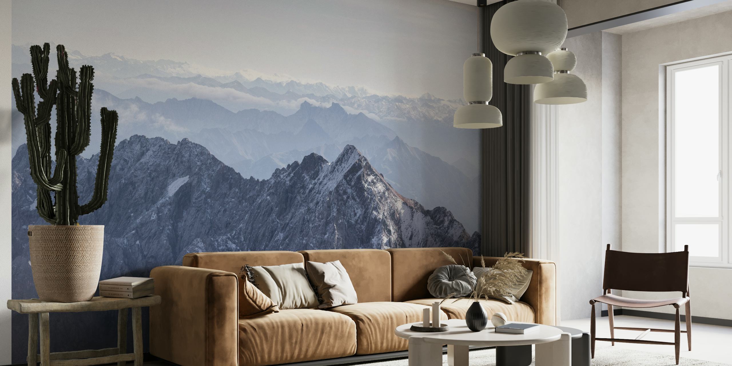 Snow-capped mountain peaks wall mural