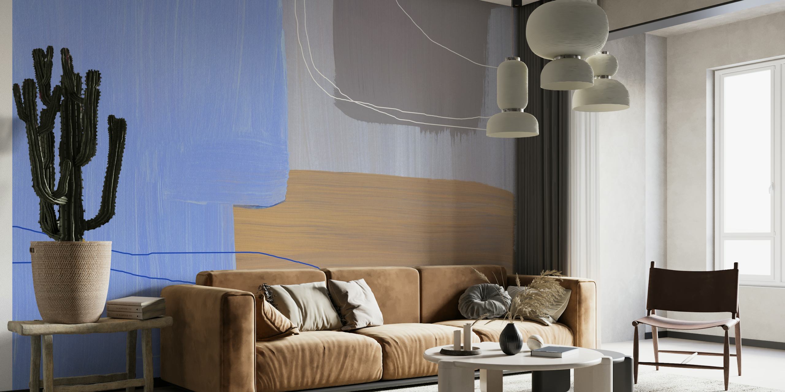 Colorful abstract wallpaper in a room
