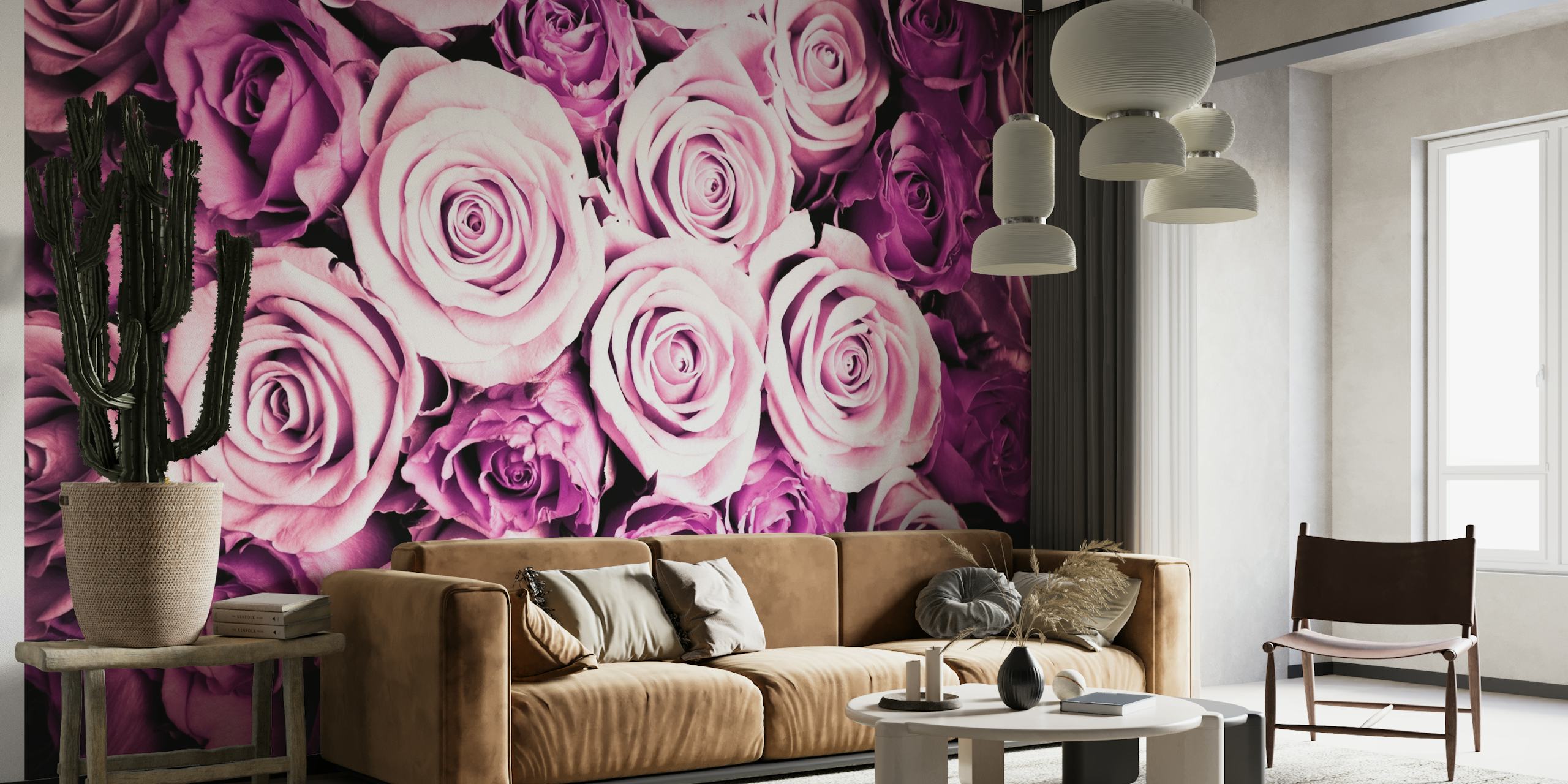 Elegant pink roses wallpaper for home decor