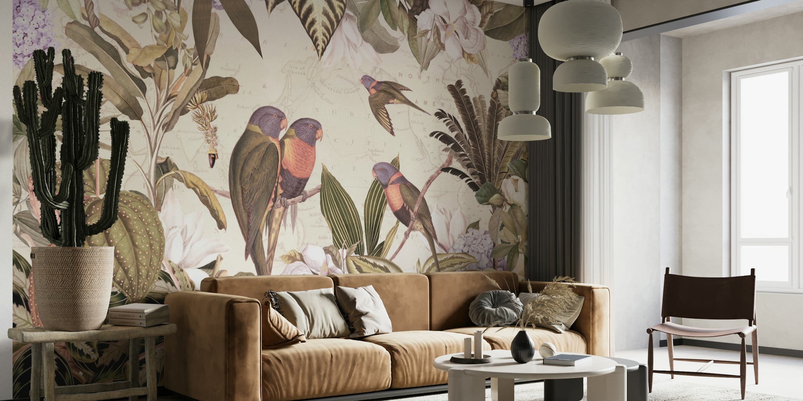 papel pintado Exotic Parrot Adventure en una habitación