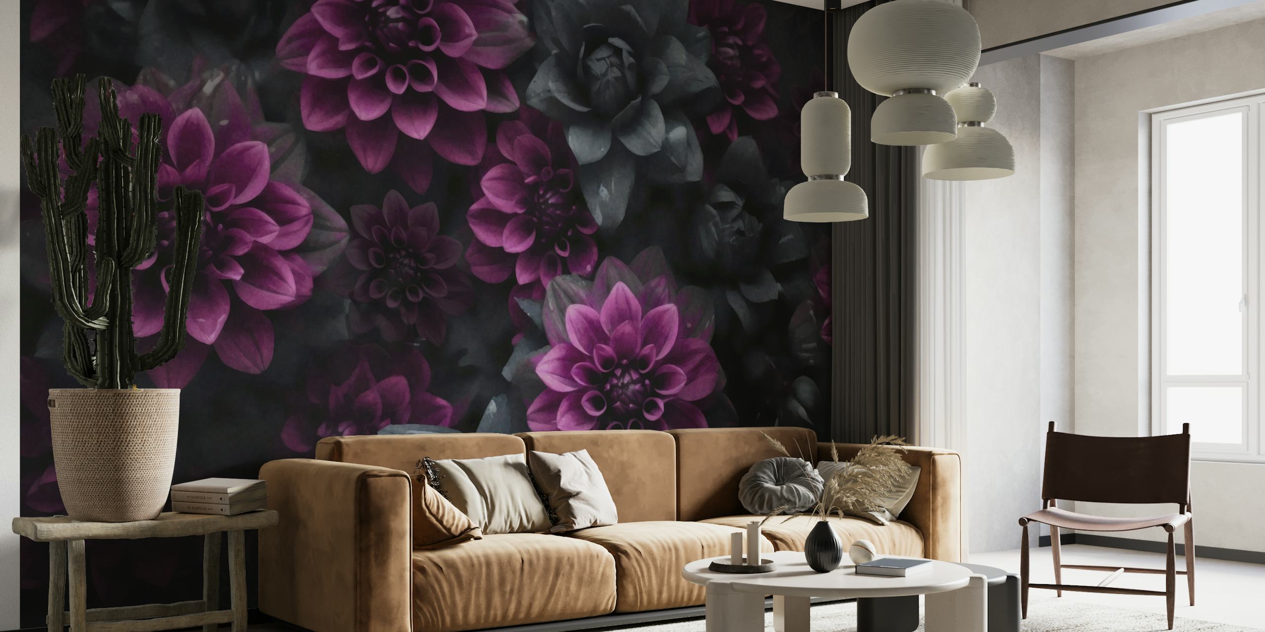 Midnight Garden Opulent Velvet Flowers wallpaper