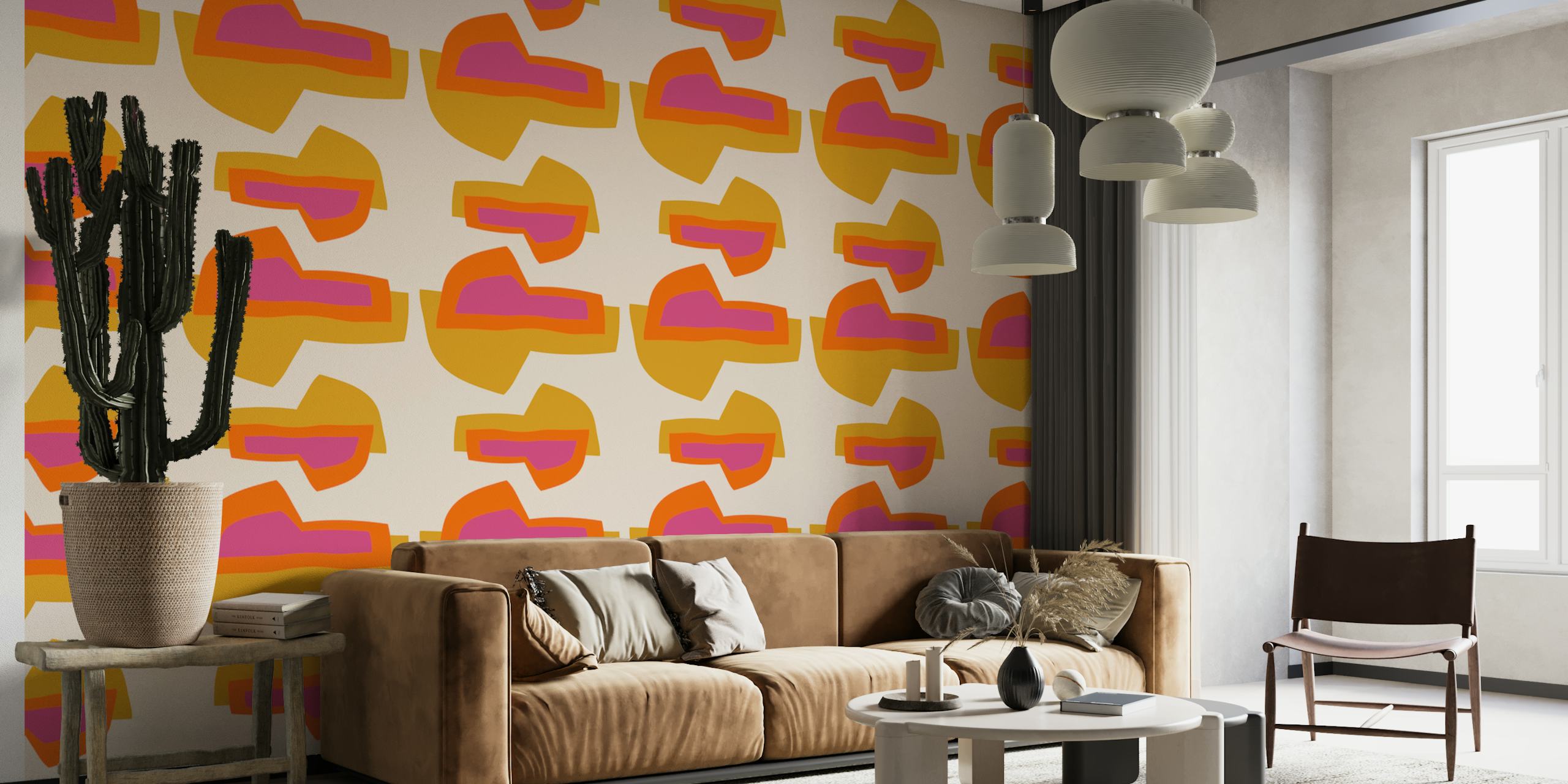 Seventies Retro Groovy Sunrise wallpaper in a room