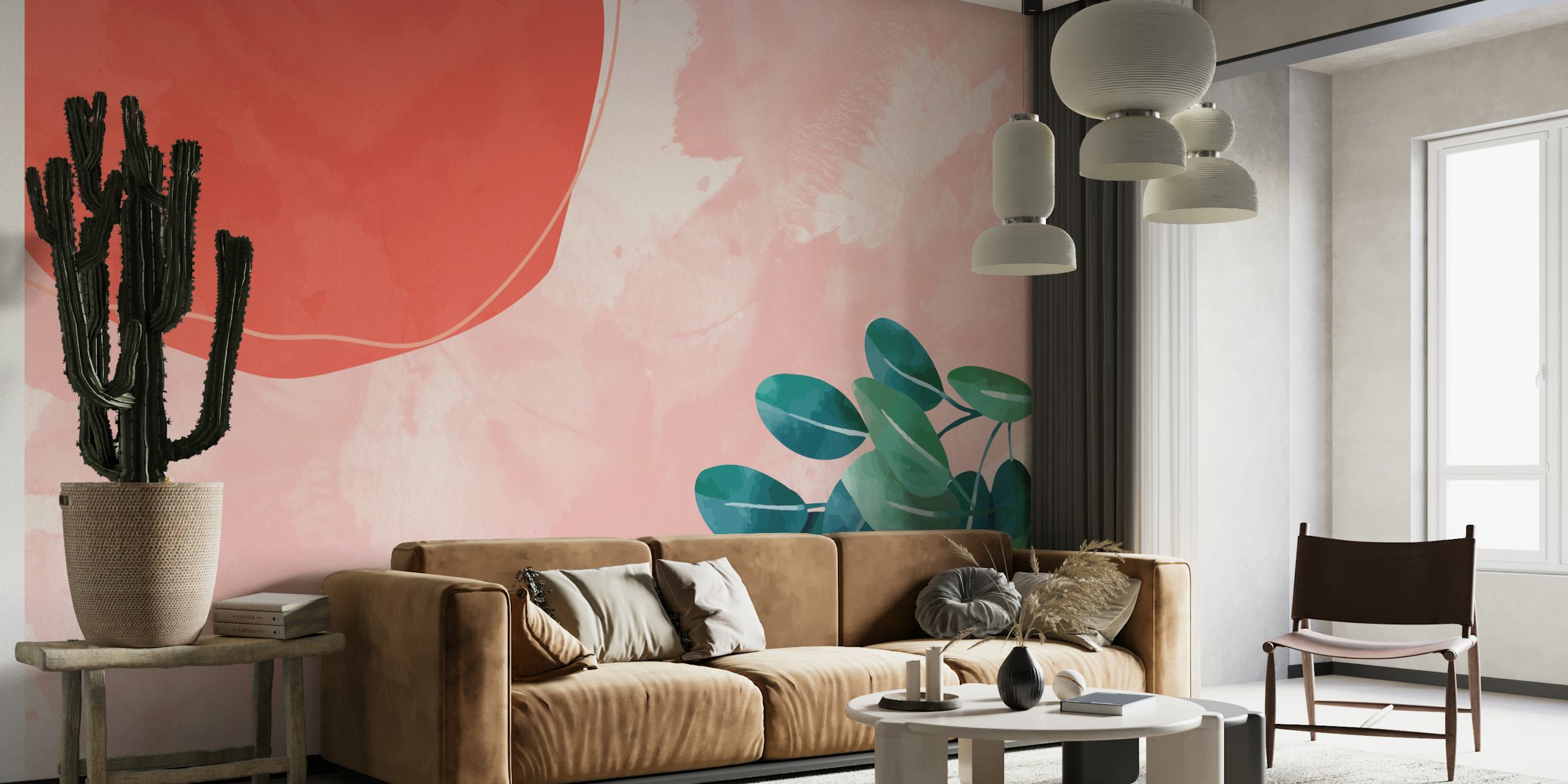 Ταπετσαρία Warm Mid Century Sunrise Cosmos σε ένα δωμάτιο