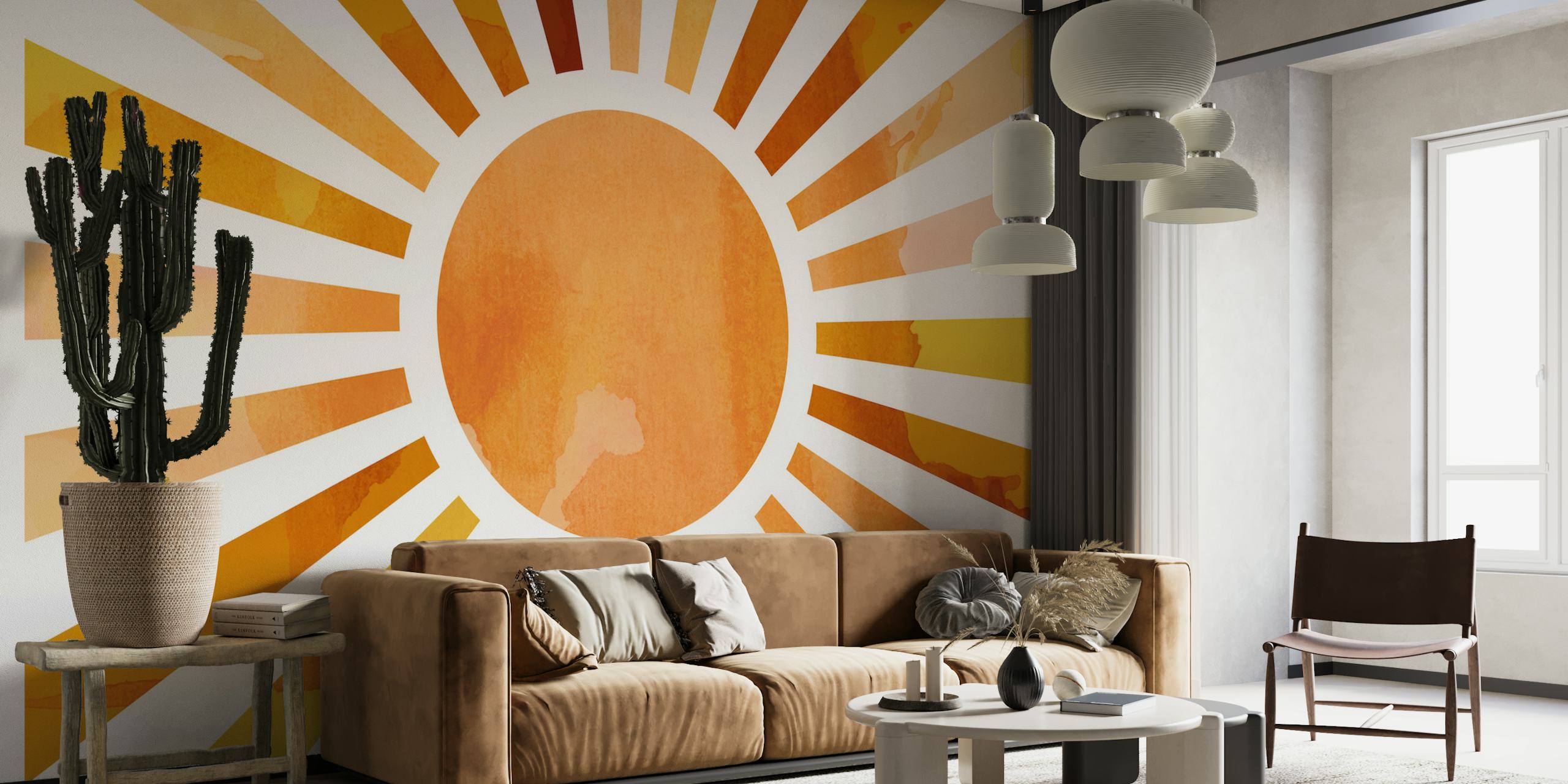 Golden Sunbeams wallpaper displayed in a room