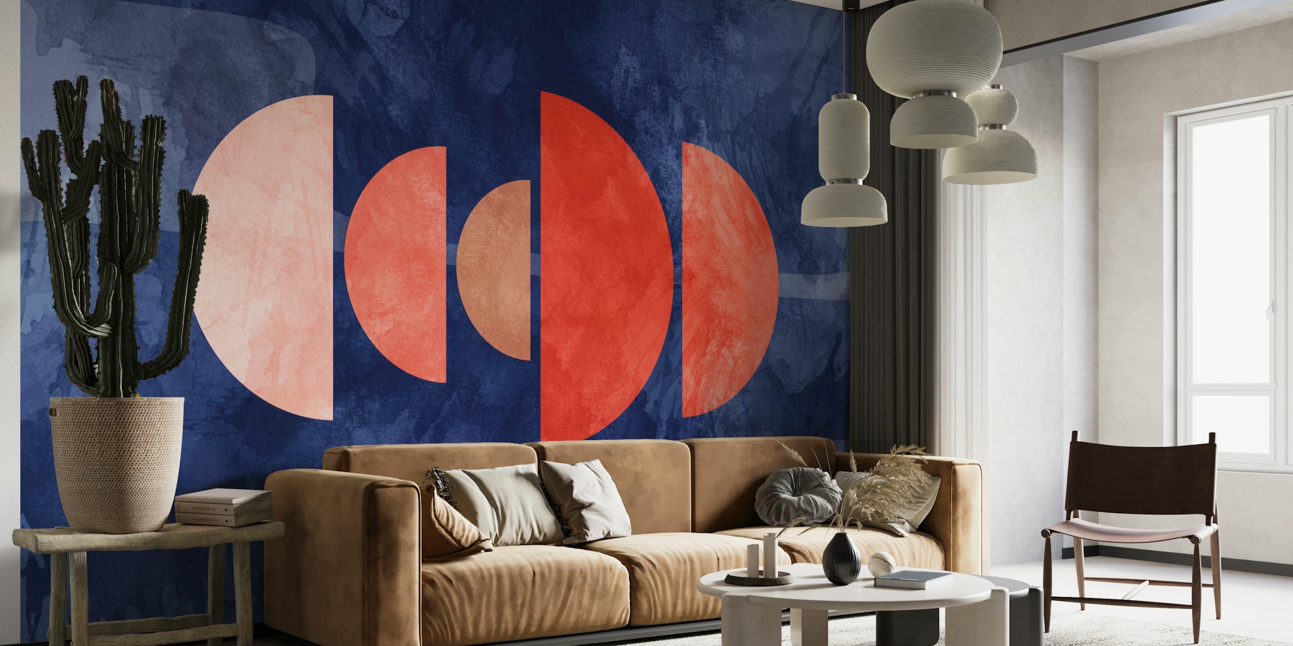 Vibrant Mid Century Bauhaus Moon papier peint dans une pièce