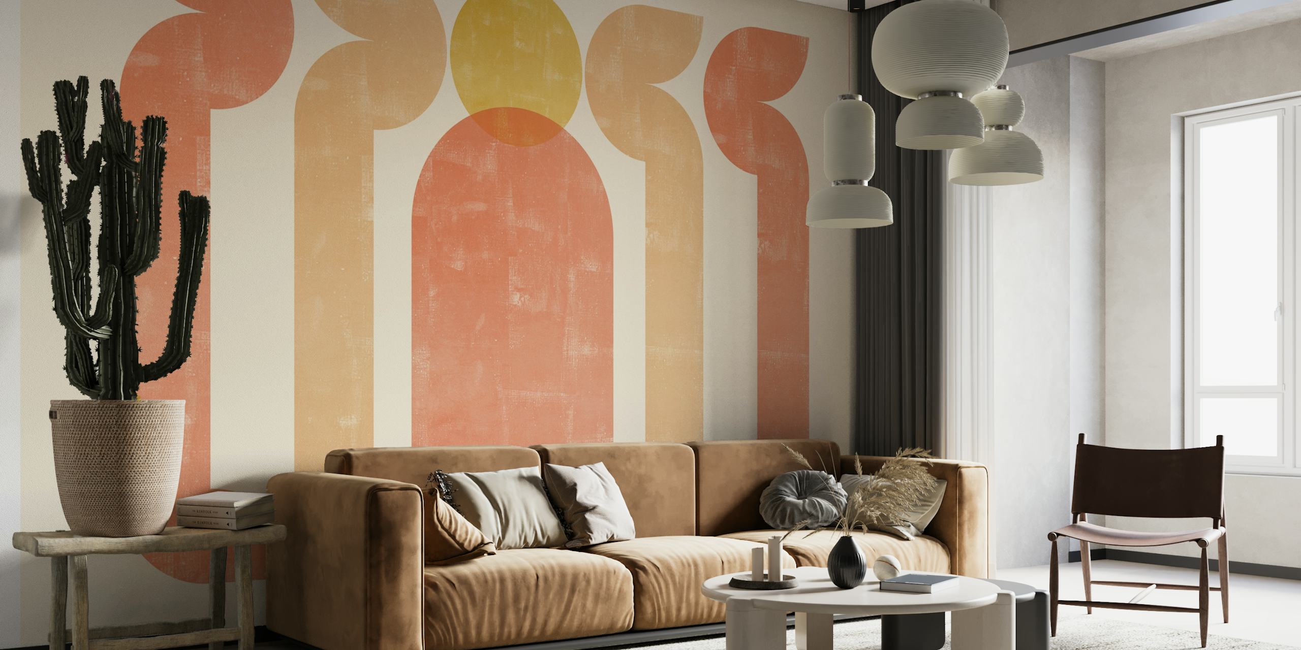 Papel de parede Arch Circle Sun exibido em uma sala