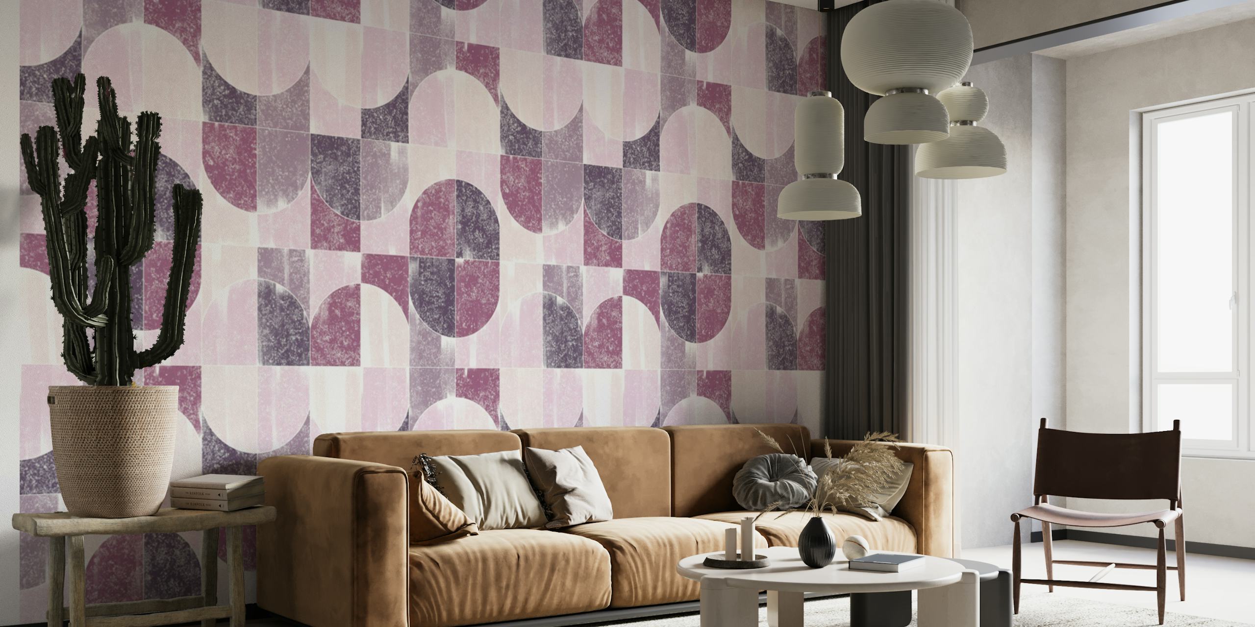 Sponge Painting Geo Tiles Purple Vibes wallpaper