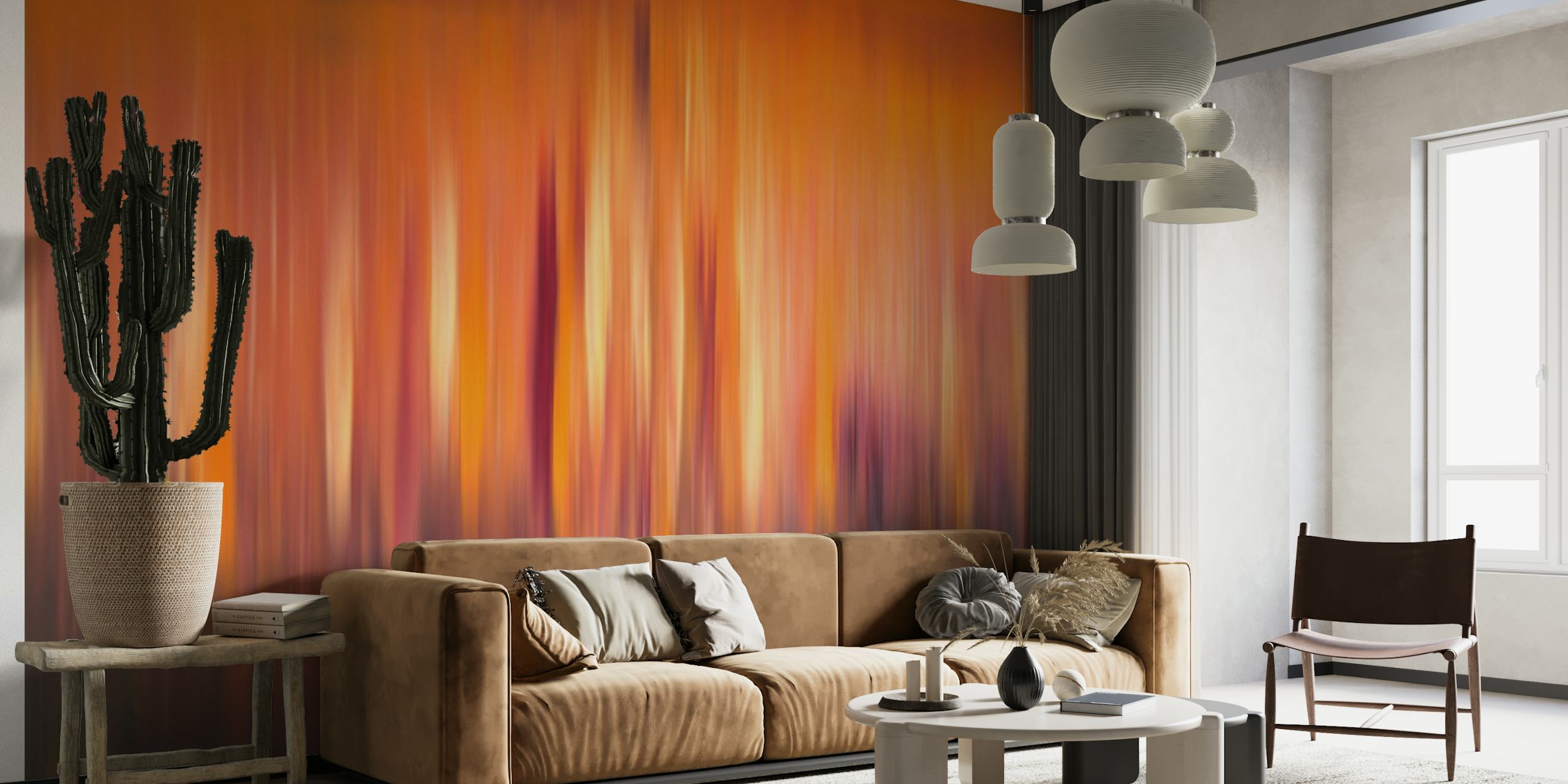 Abstraktes, kräftiges und farbenfrohes Wandbild mit lebendigen Pinselstrichen